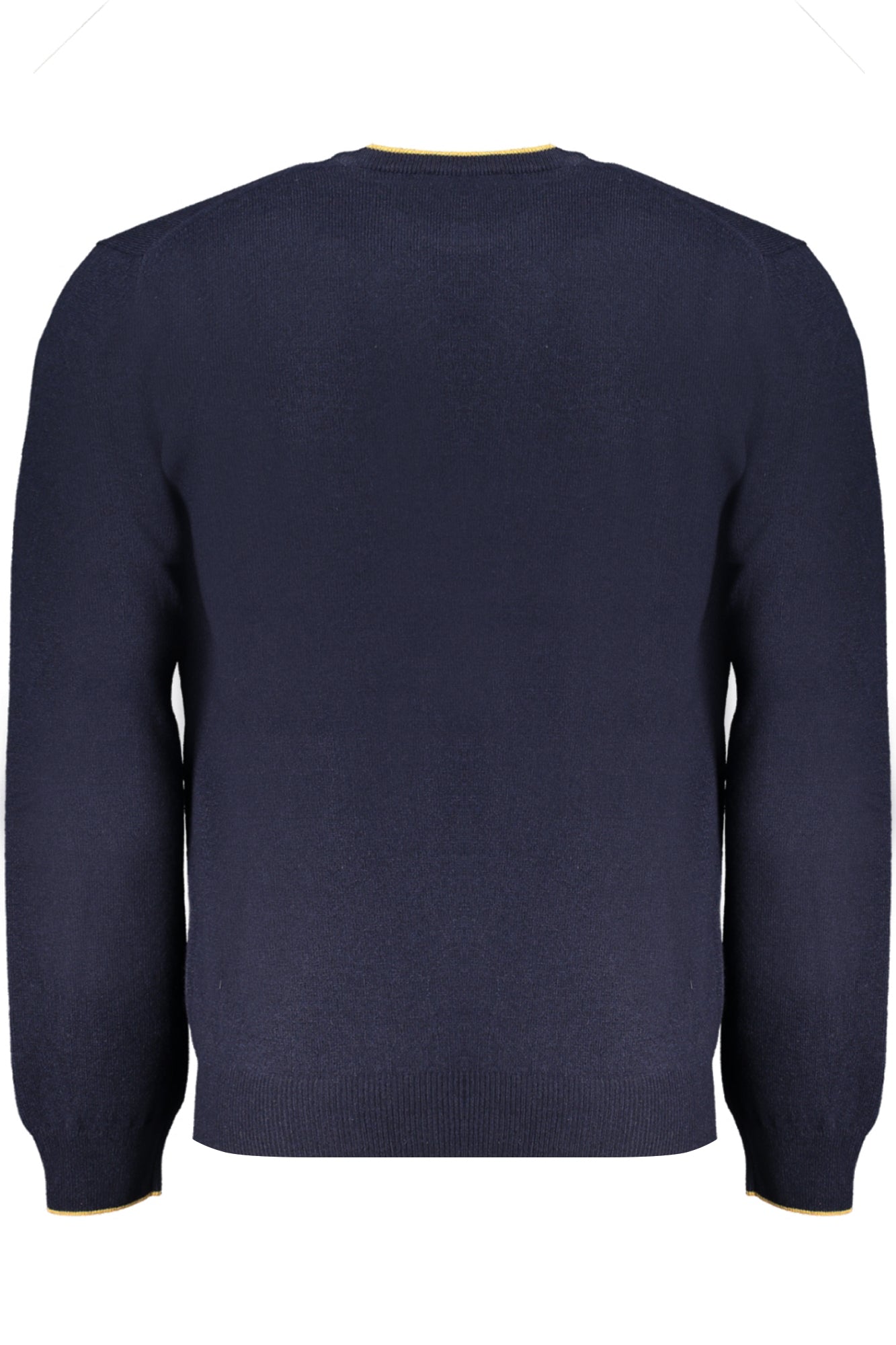 HRM007030187_BL801 – Blauer Herrenpullover: Langarm, Rundhals, Kontrastdetails, Stickerei – Größe: S, M, L, XL, 2XL – Farbe: Blu
