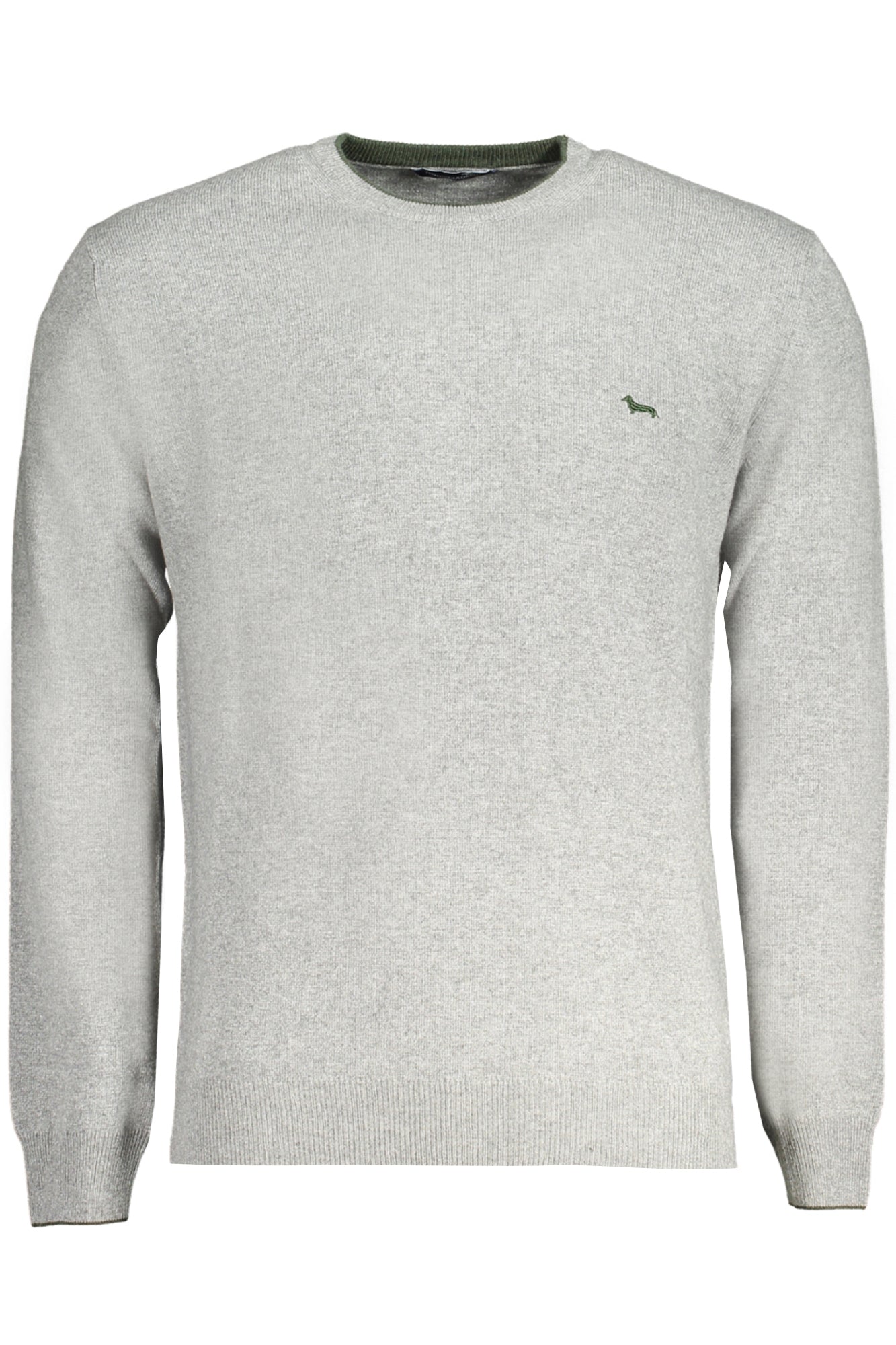 HRM007030187_GR905 – Grauer Herrenpullover mit Kontrastdetails und Stickerei kaufen – Größe: S, M, L, XL, 2XL – Farbe: Grigio