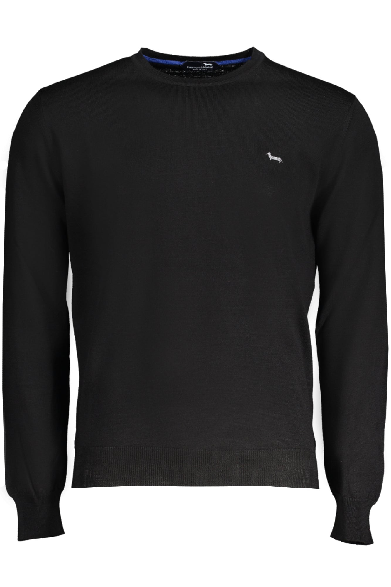 HRM001030478_NE999 – Eleganter Schwarzer Herrenpullover mit Logo-Stickerei und Rundhals – Größe: S, M, L, XL, 2XL – Farbe: Nero