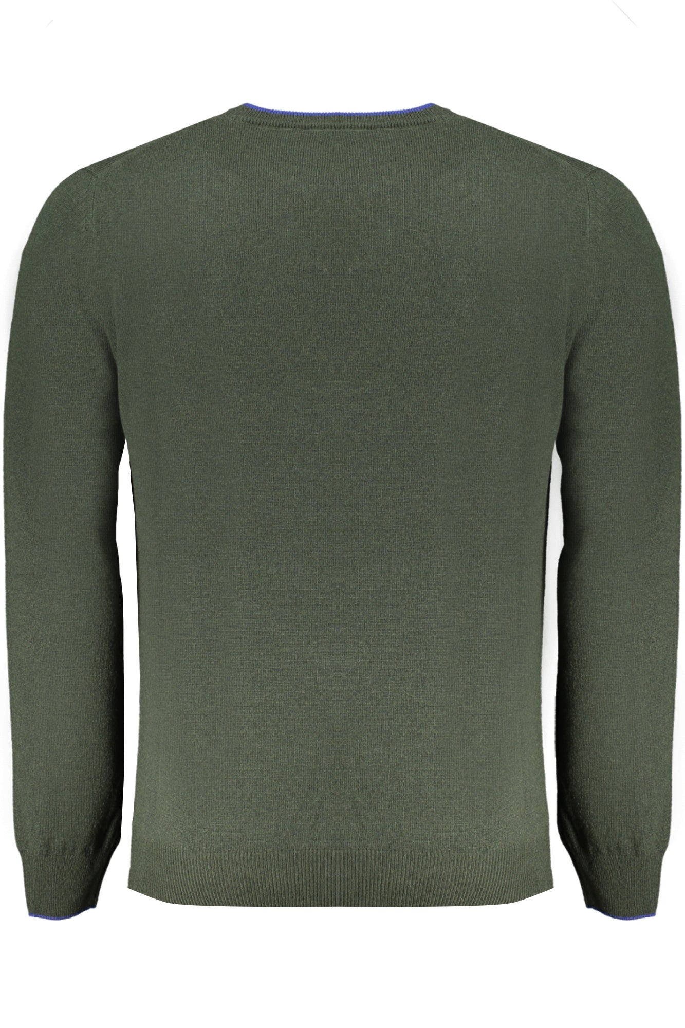 HRM007030187_VE675 – Grüner Herrenpullover - Langarm Rundhals mit Kontrastdetails & Stickerei – Größe: S, M, L, XL, 2XL – Farbe: Verde