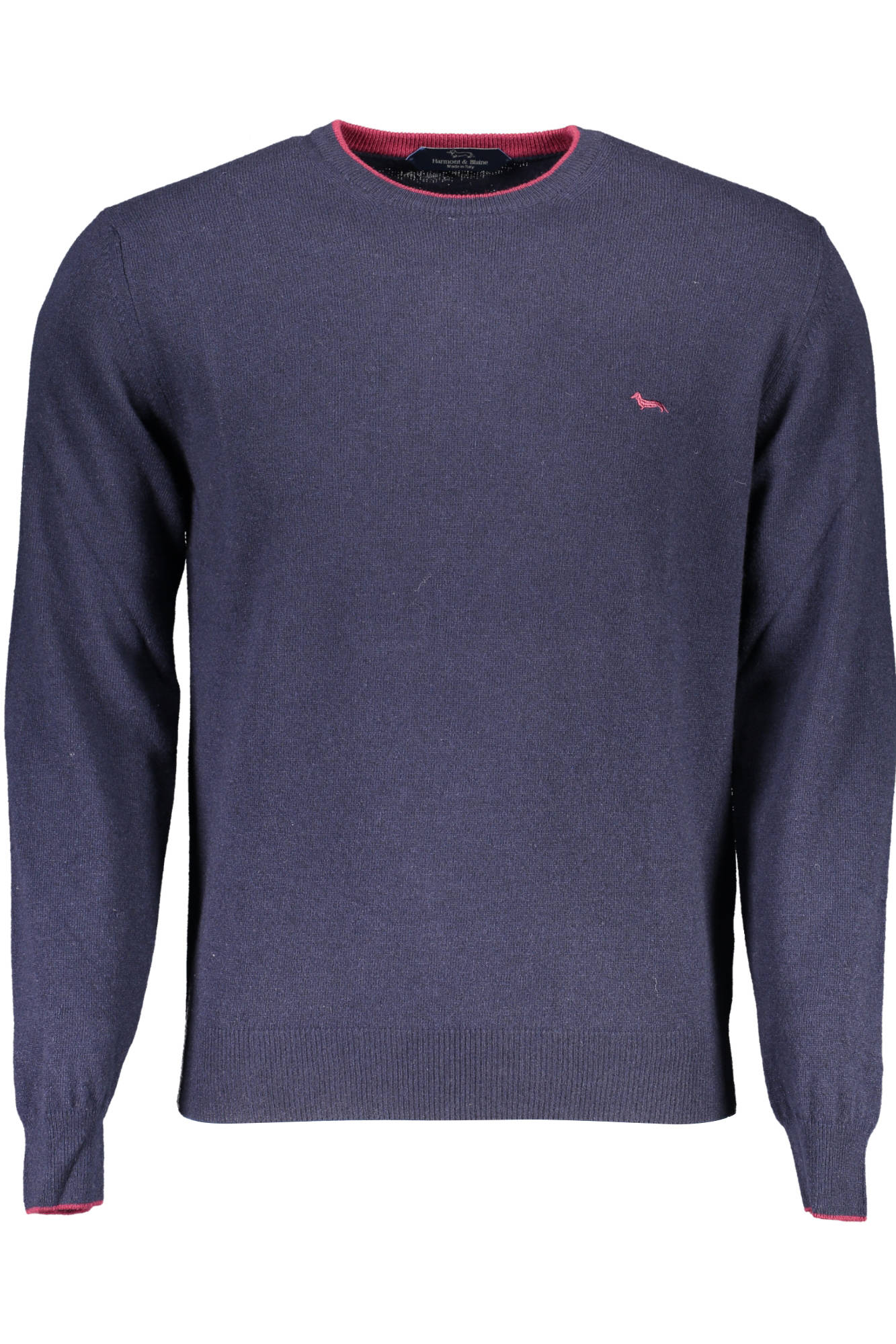 HRG007030187_BLU_845 – Eleganter Herrenpullover Blau mit Kontrastdetails und Logo – Größe: 2XL, XL – Farbe: Blu