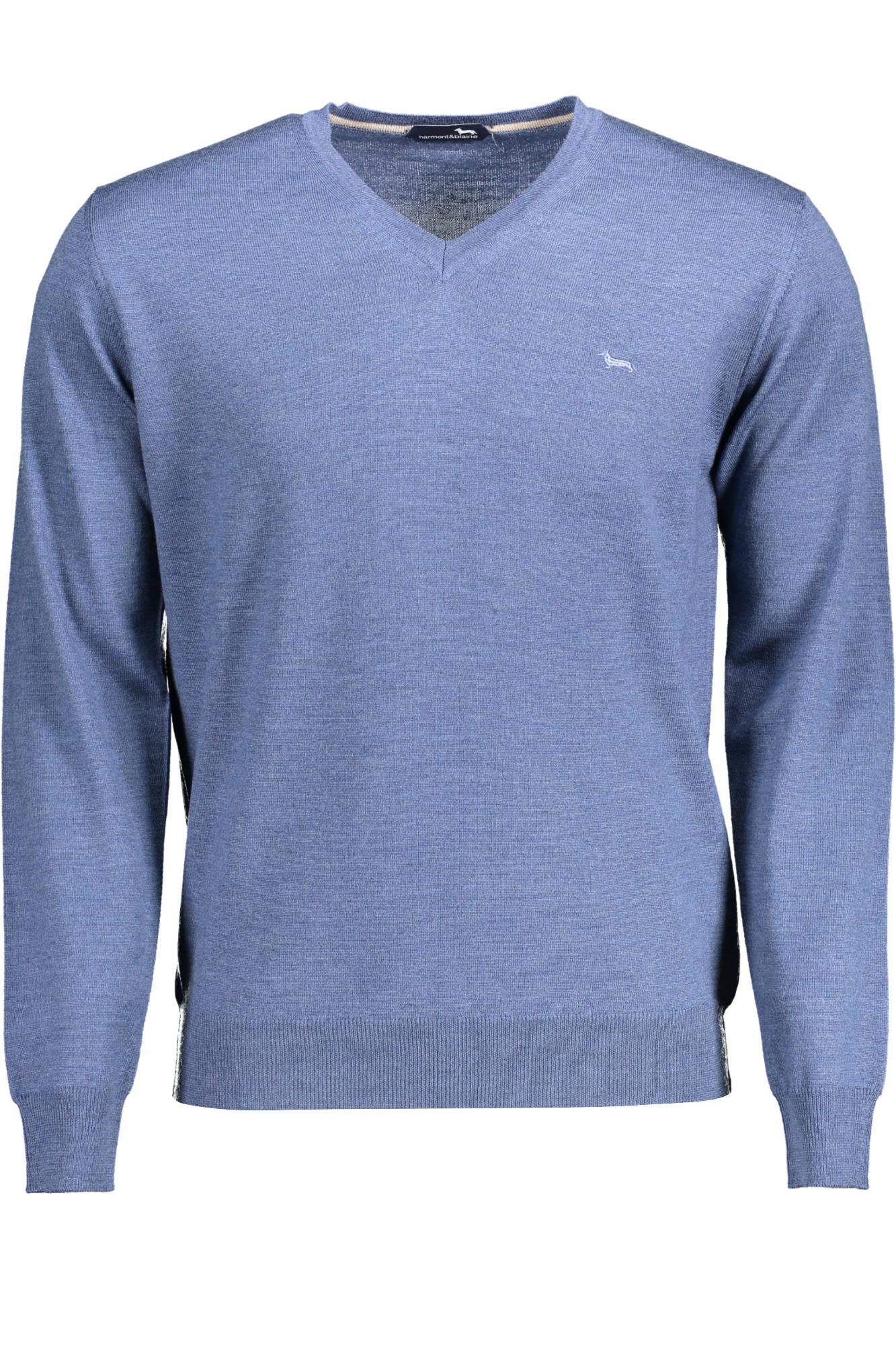 HRI002030478_BLU_856 – Eleganter Herrenpullover Blau mit V-Ausschnitt und Stickerei – Größe: S, 2XL, L – Farbe: Blu