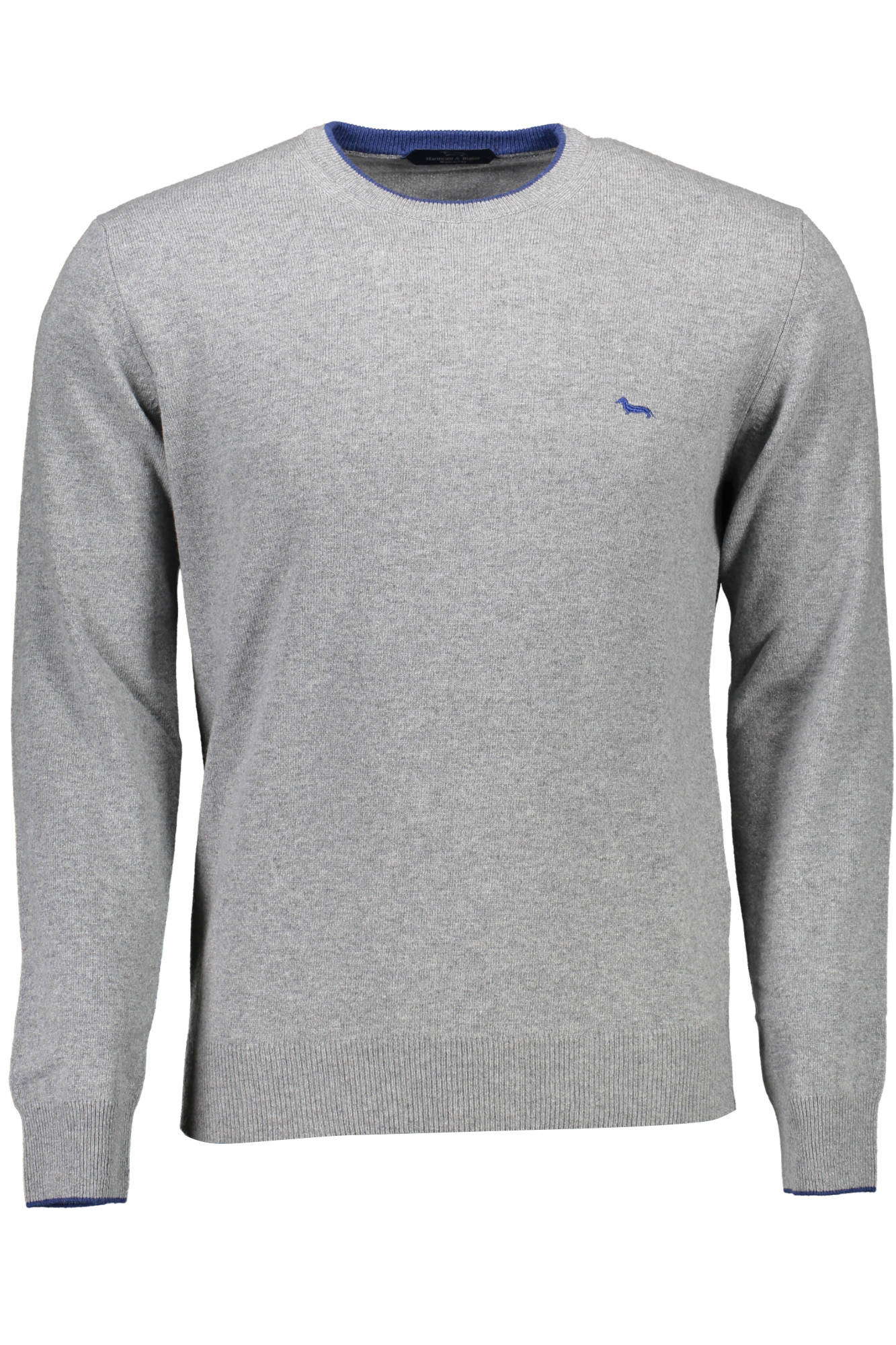 HRG007030187_GRIGIO_917 – Stilvoller grauer Herren-Pullover mit Kontrastdetails und Logo – Größe: XL, 2XL, 3XL – Farbe: Grigio