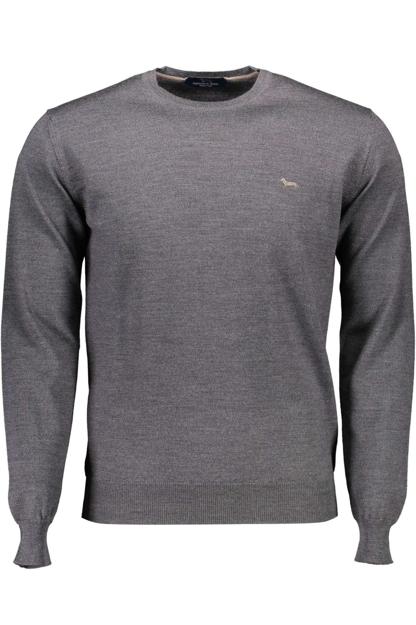 HRG001030478_GRIGIO_901 – Grauer Herrenpullover mit Rundhalsausschnitt und Logo – Größe: XL, 2XL, 3XL, L – Farbe: Grigio