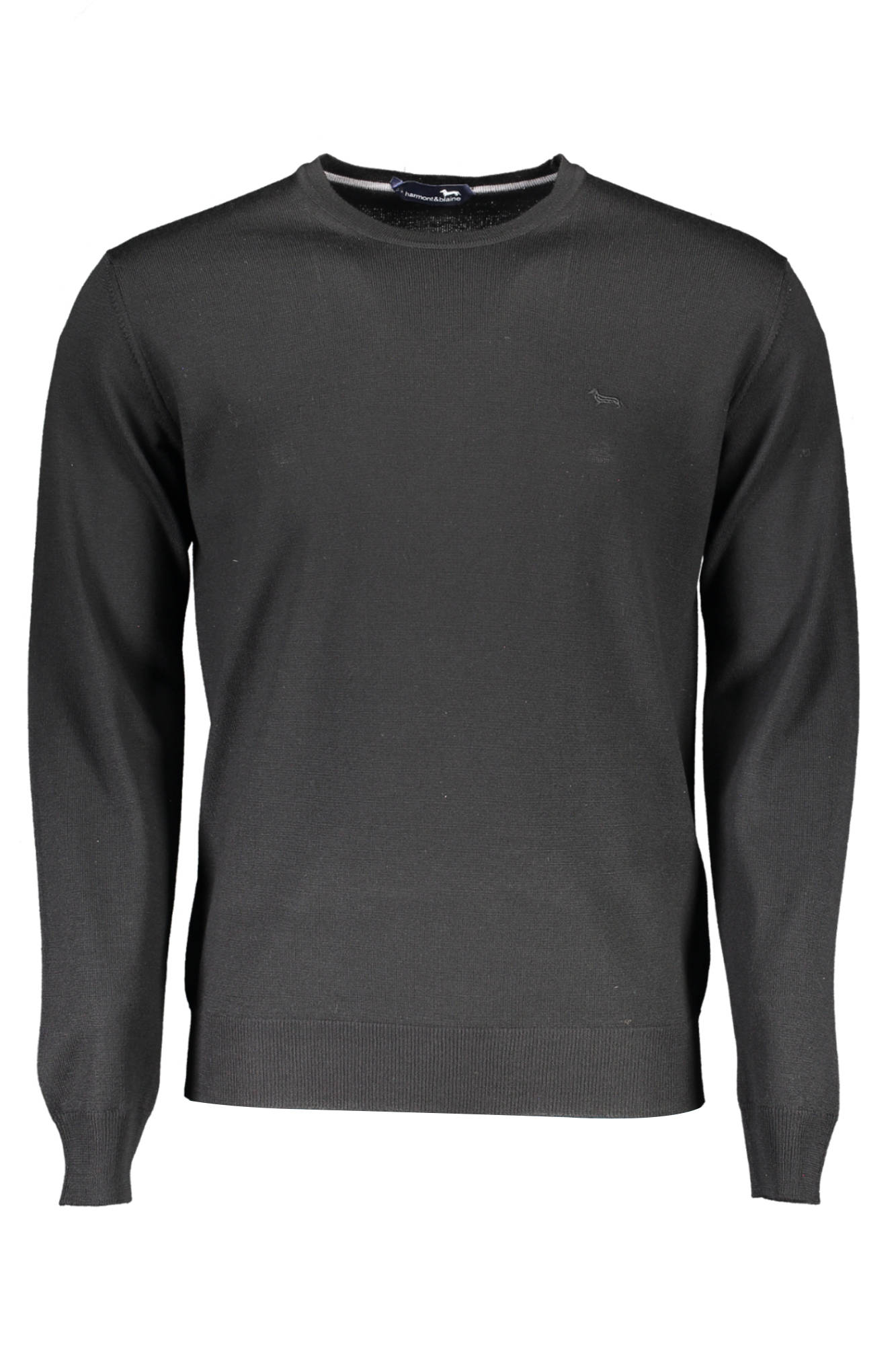 HRI001030478_NERO_999 – Eleganter Herrenpullover in Schwarz mit Rundhals und Stickerei – Größe: L, XL – Farbe: Nero