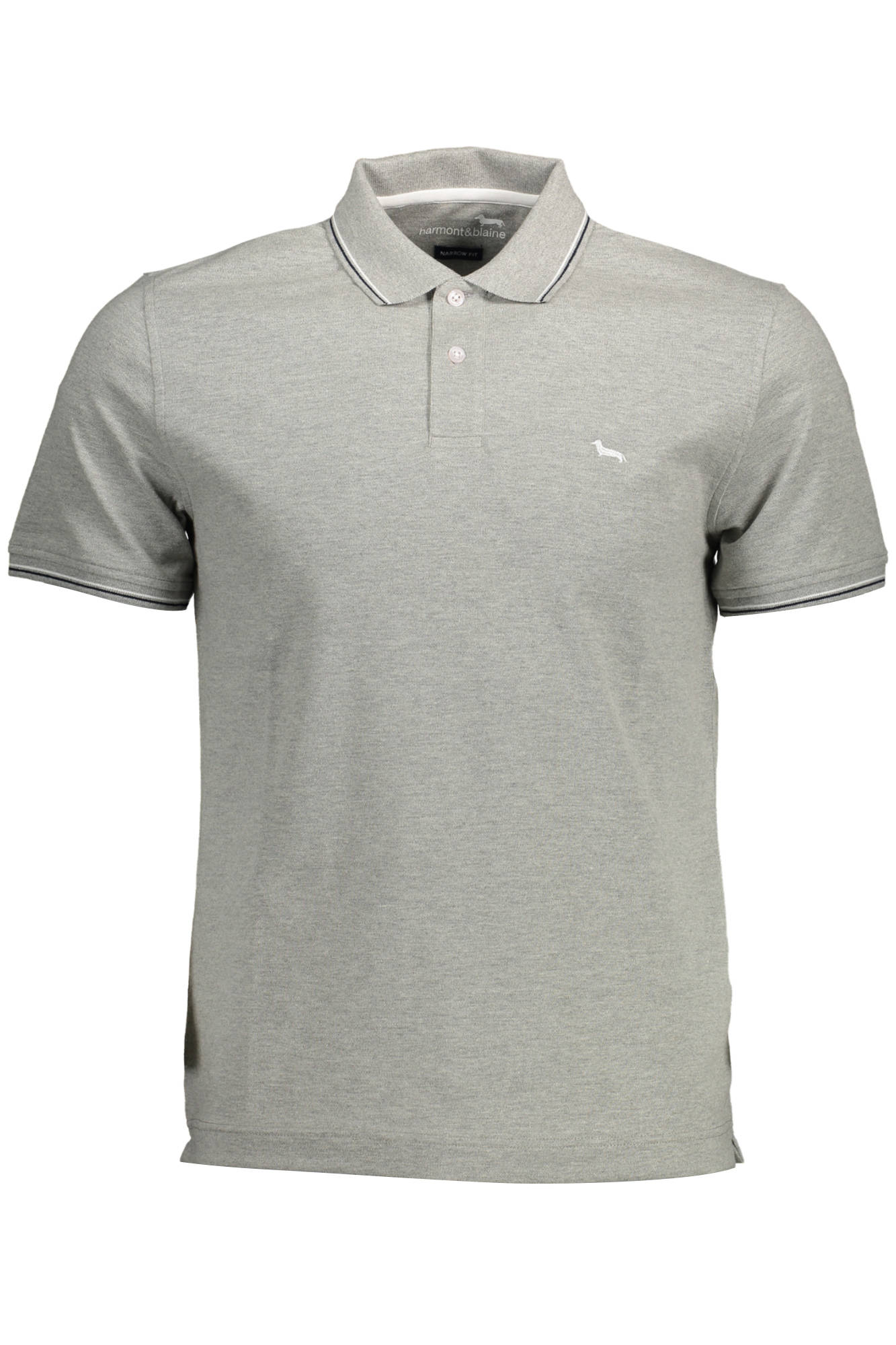 LNH032-020862_GRIGIO_915 – Herren Kurzarm-Poloshirt Grau: Schmale Passform mit Stickerei & Kontrast – Größe: 2XL – Farbe: Grigio