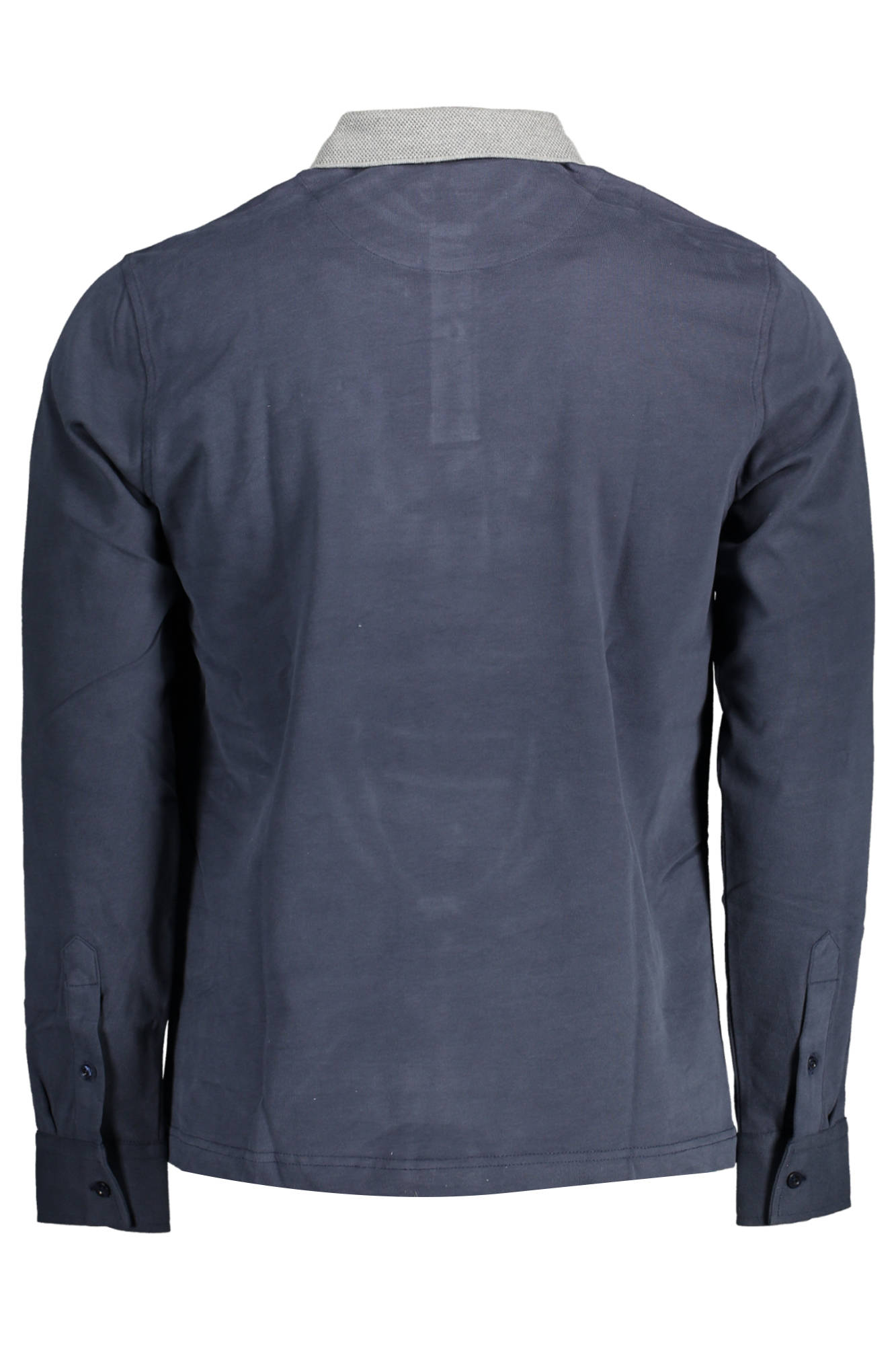 LRI308021109_BLU_801 – Eleganter Blauer Herrenpullover mit Kontrastdetails und Stickerei – Größe: S, L – Farbe: Blu