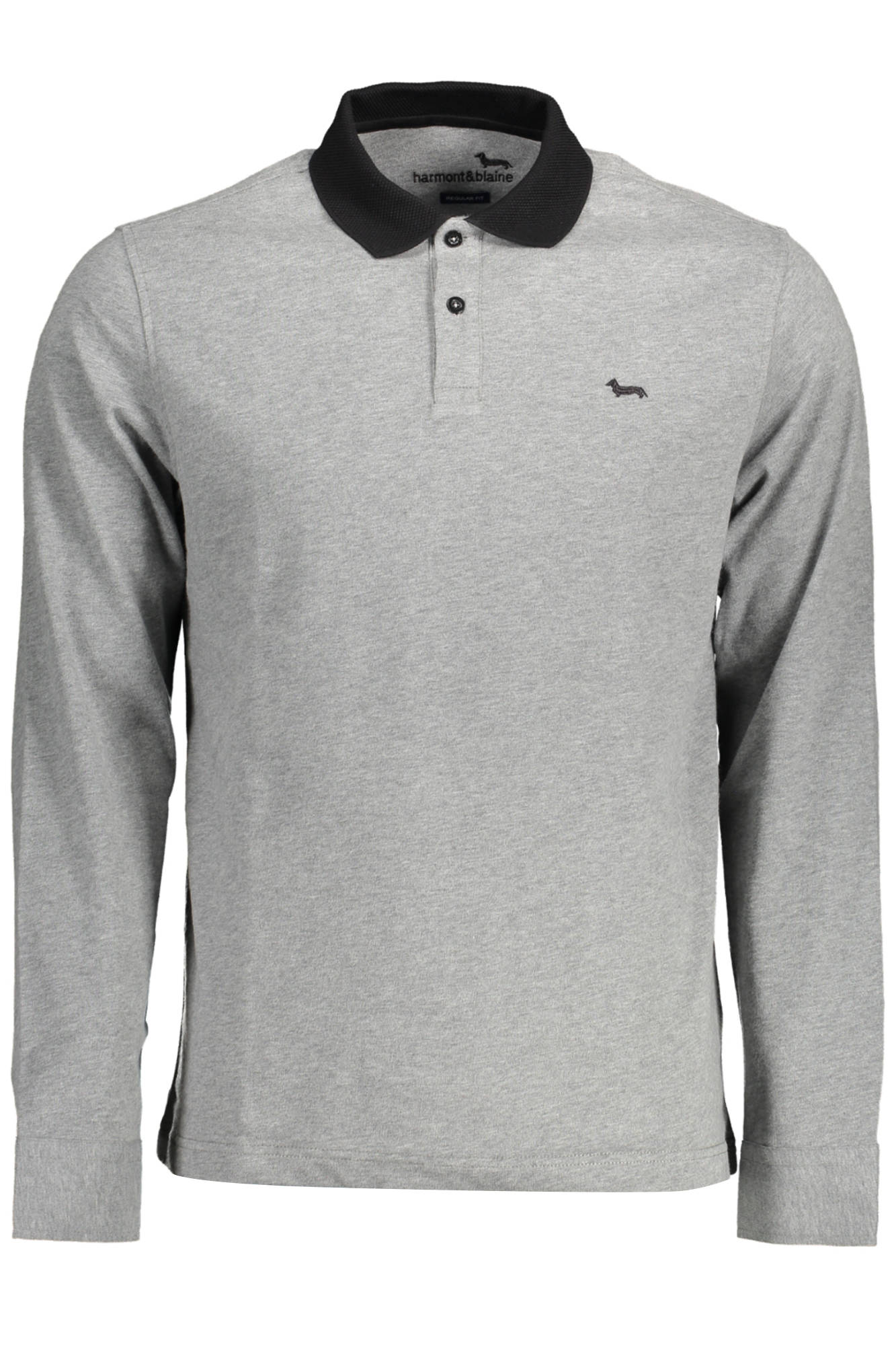 LRI308021109_GRIGIO_903 – Elegantes Herren Langarm-Poloshirt in Grau mit Kontrastdetails – Größe: S, L – Farbe: Grigio