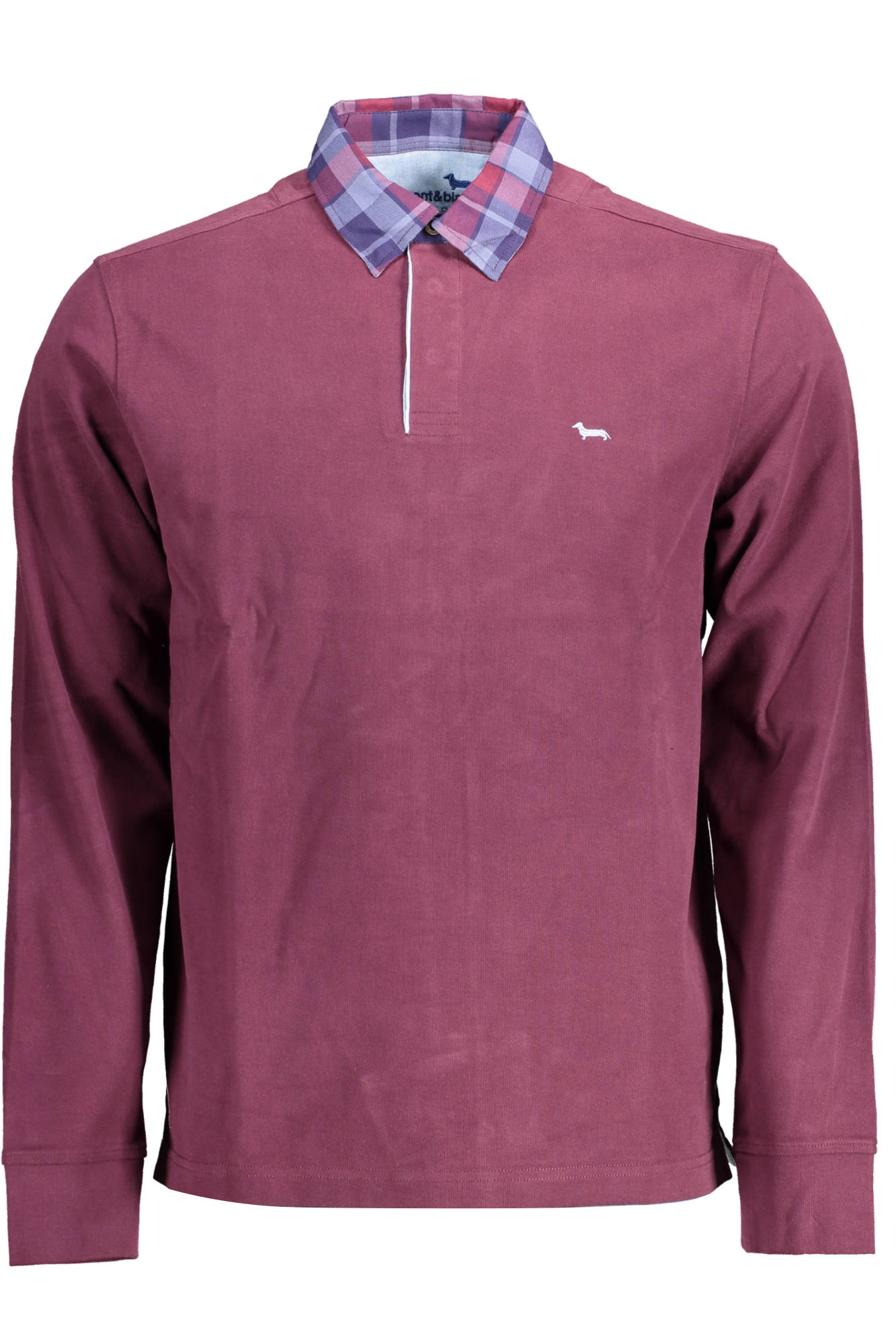 LRI001020314S02_VIOLA_537 – Elegantes lila Herren-Langarm-Poloshirt mit Kontrast und Stickerei – Größe: S, L – Farbe: Viola