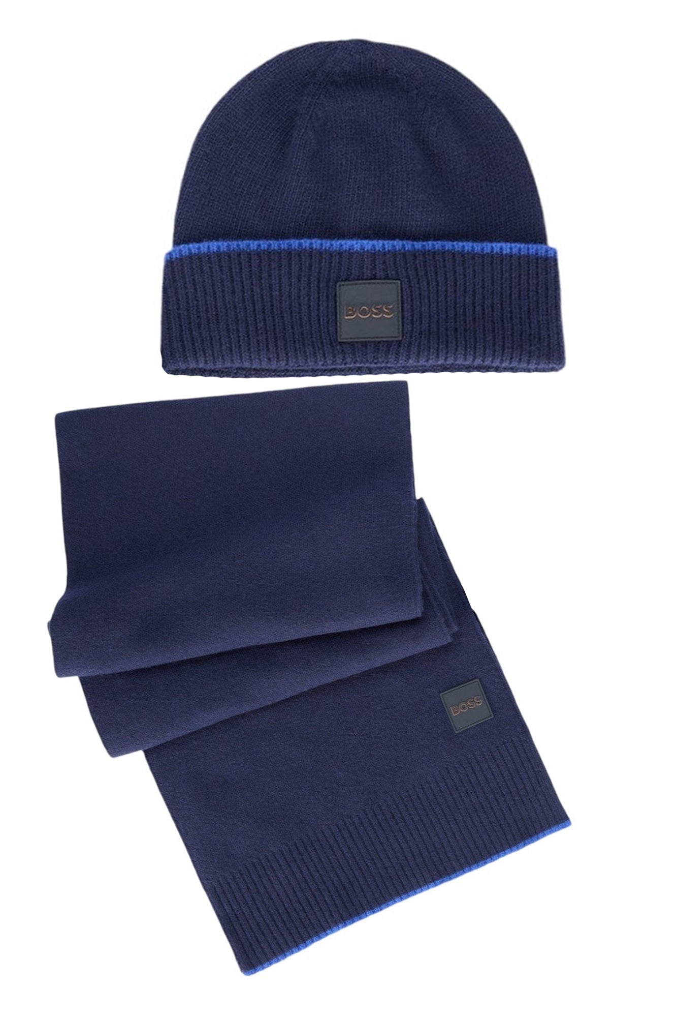 50522451AMATOSET_BL404 – Herren Mütze & Schal Set in Blau - Stilvoll mit Kontrastdetails – Größe: UNI – Farbe: Blu