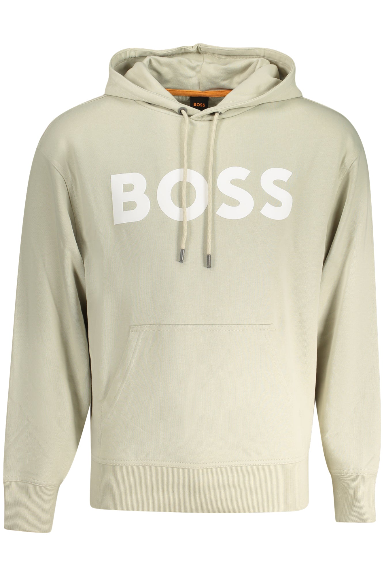 50487134WEBASICHOOD_BE271 – Beiger Herren Kapuzenpullover ohne Reißverschluss mit Logo und Tasche – Größe: S, M, L, XL, 2XL – Farbe: Beige
