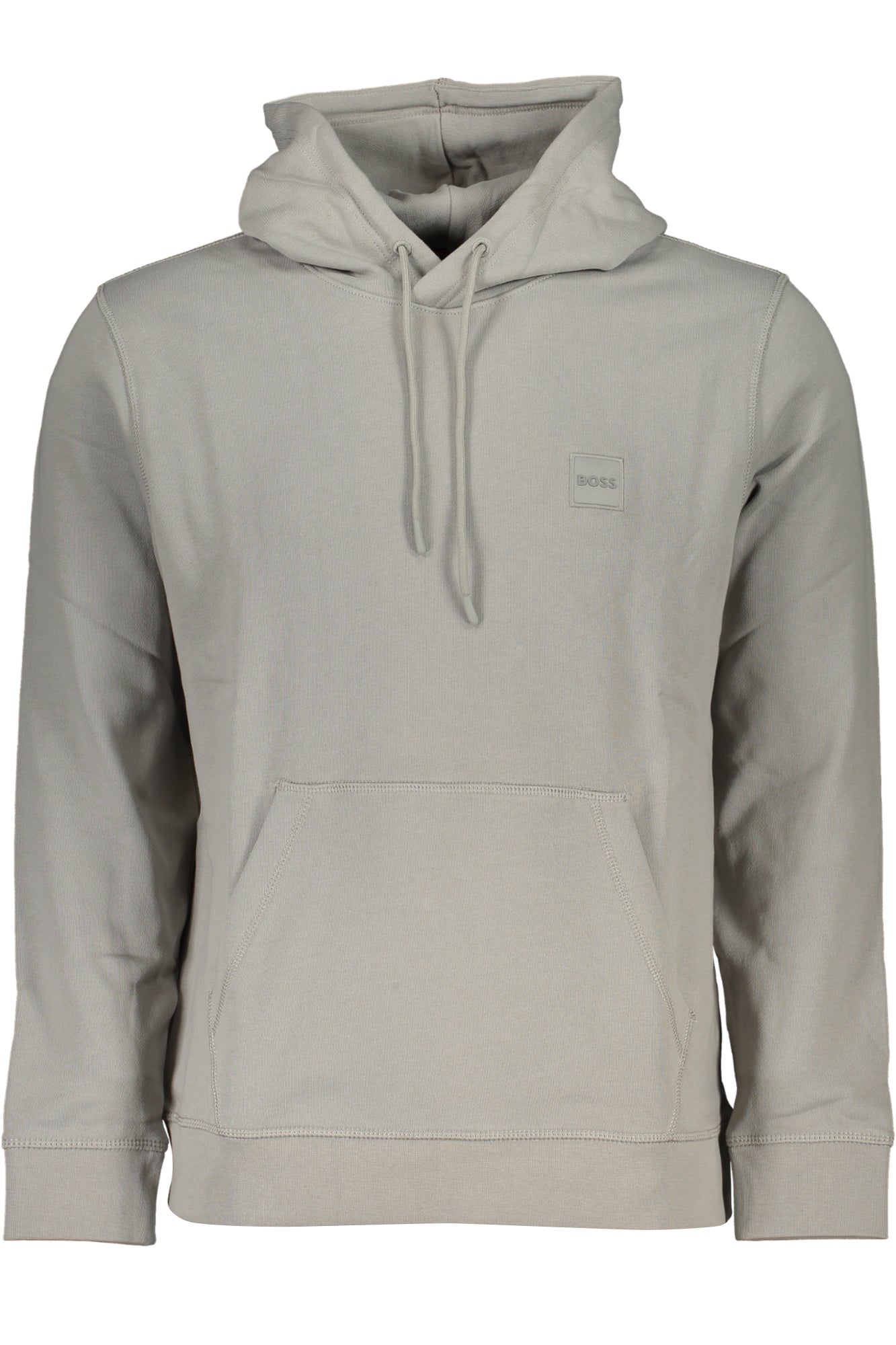 50468445WETALK_GR037 – Grauer Herren-Hoodie: Langarm, Bio-Baumwolle, Mit Tasche & Applikation – Größe: 2XL – Farbe: Grigio