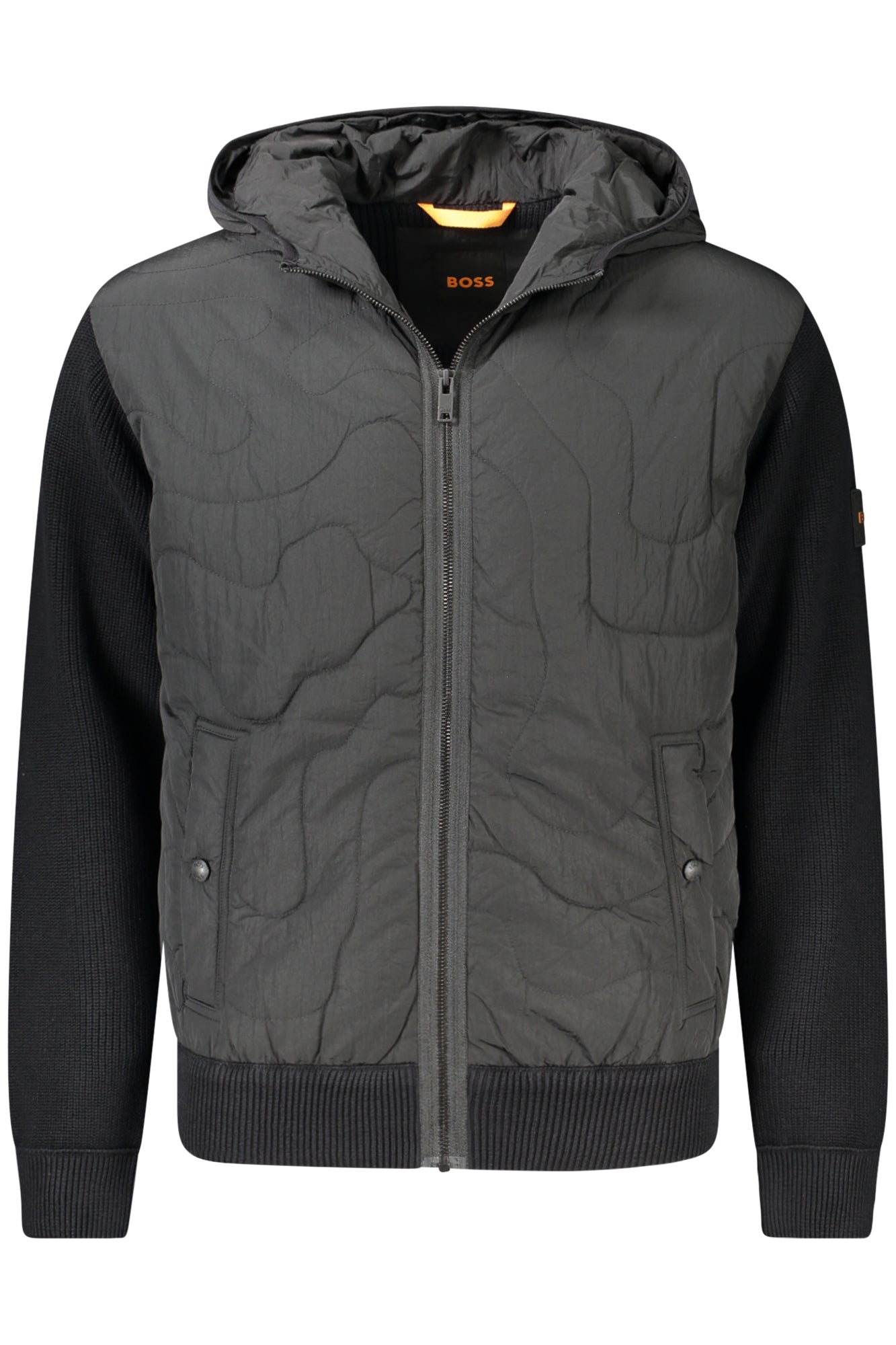 50516886KALBERO_NE001 – Elegante Herren-Sportjacke in Schwarz mit Kapuze und Kontrastdetails – Größe: S, M, L, XL, 2XL – Farbe: Nero