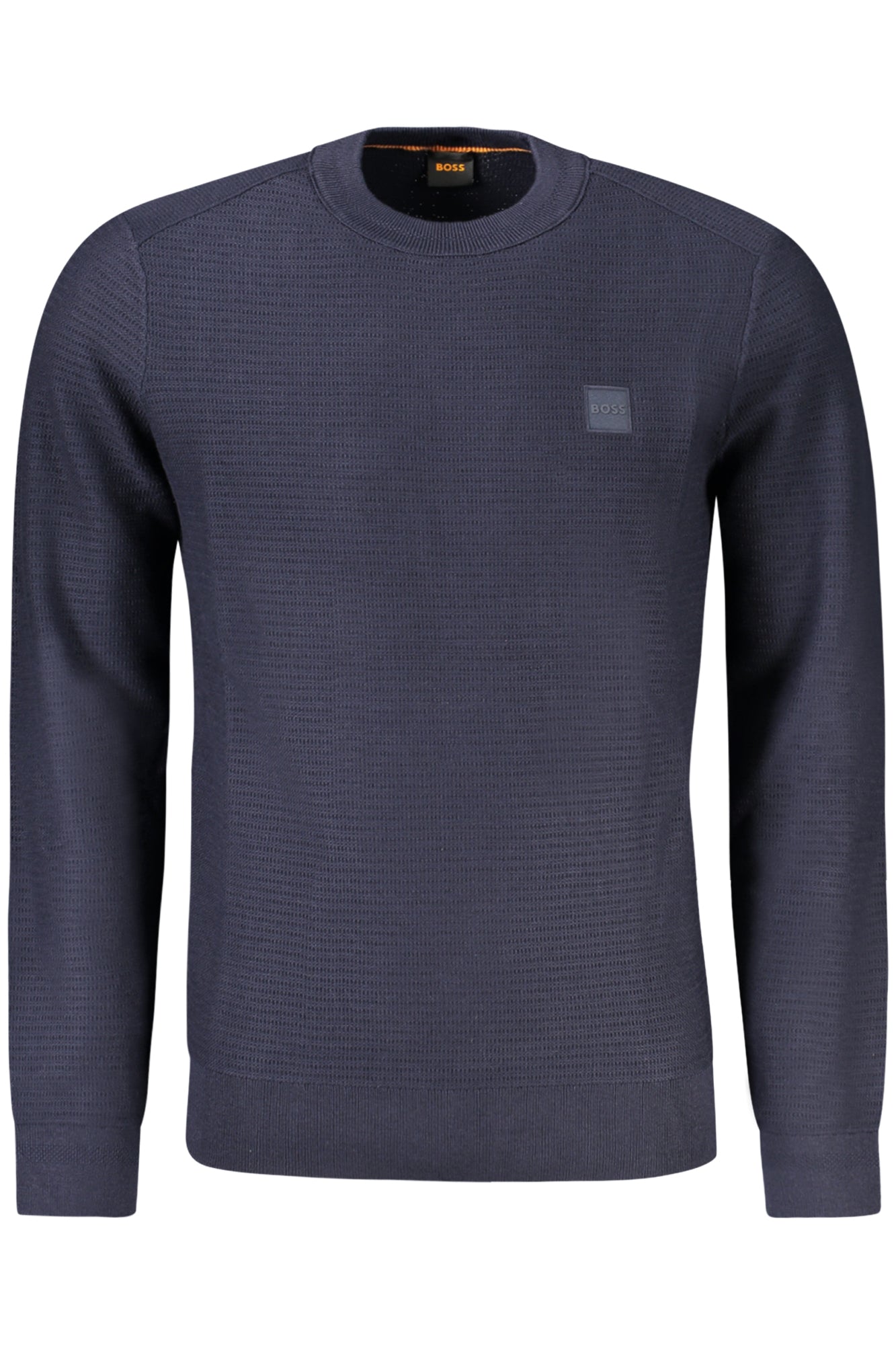 50495784ANION_BL404 – Eleganter blauer Herrenpullover mit Kontrastdetails und Applikation – Größe: S, XL, M, L, 3XL – Farbe: Blu