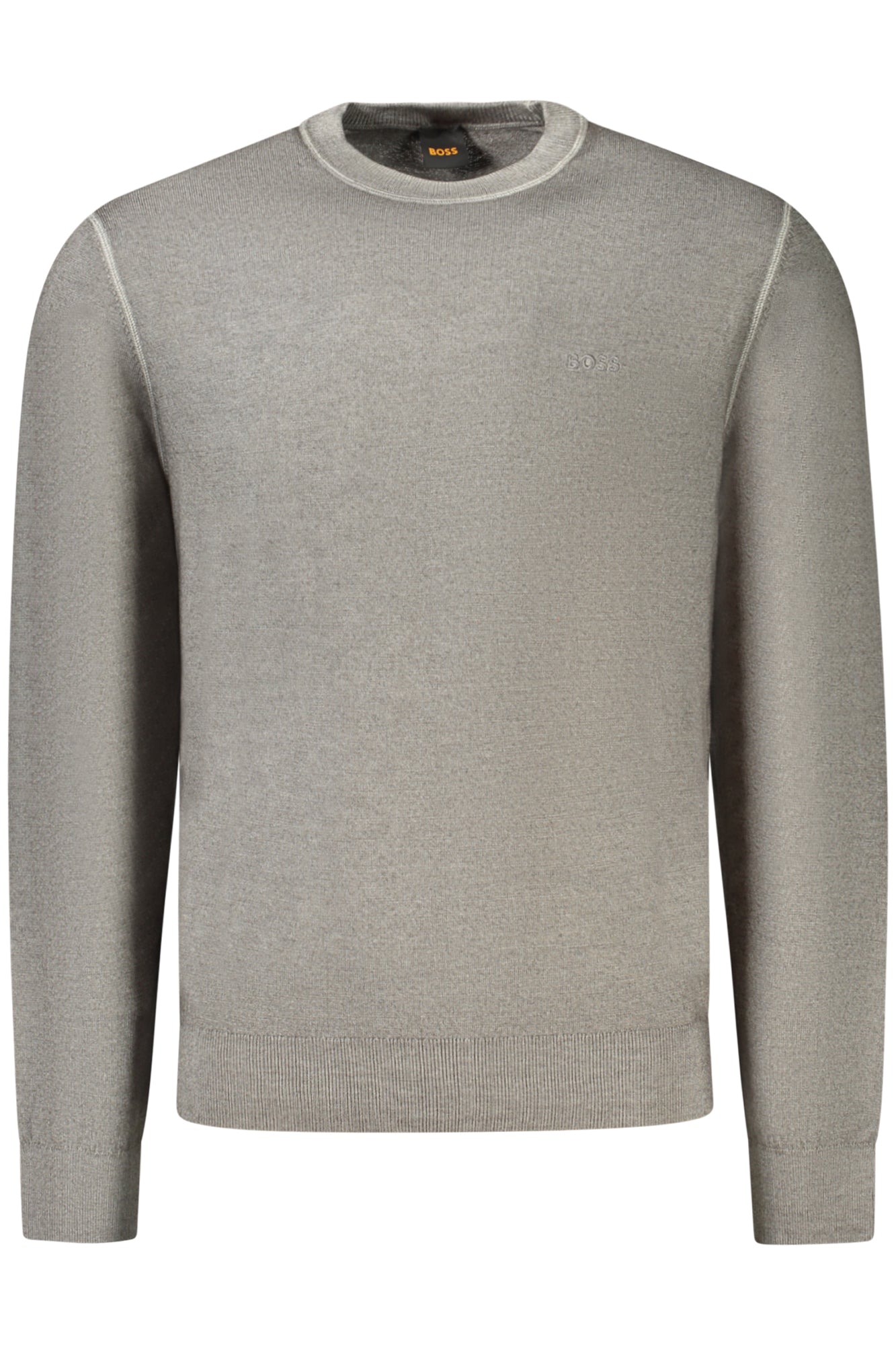 50527334ASTEFANO_GR076 – Eleganter Grauer Herrenpullover: Langarm & Rundhals mit Stickerei – Größe: S, M, L, XL, 2XL – Farbe: Grigio