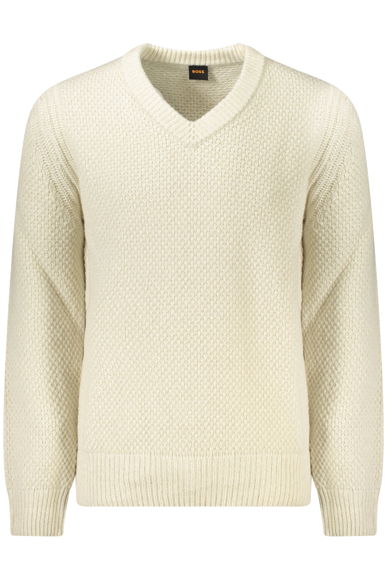 50523562KOLAR_BE271 – Eleganter Herrenpullover Beige mit V-Ausschnitt und Logo-Details – Größe: S, M, L, XL, 2XL – Farbe: Beige