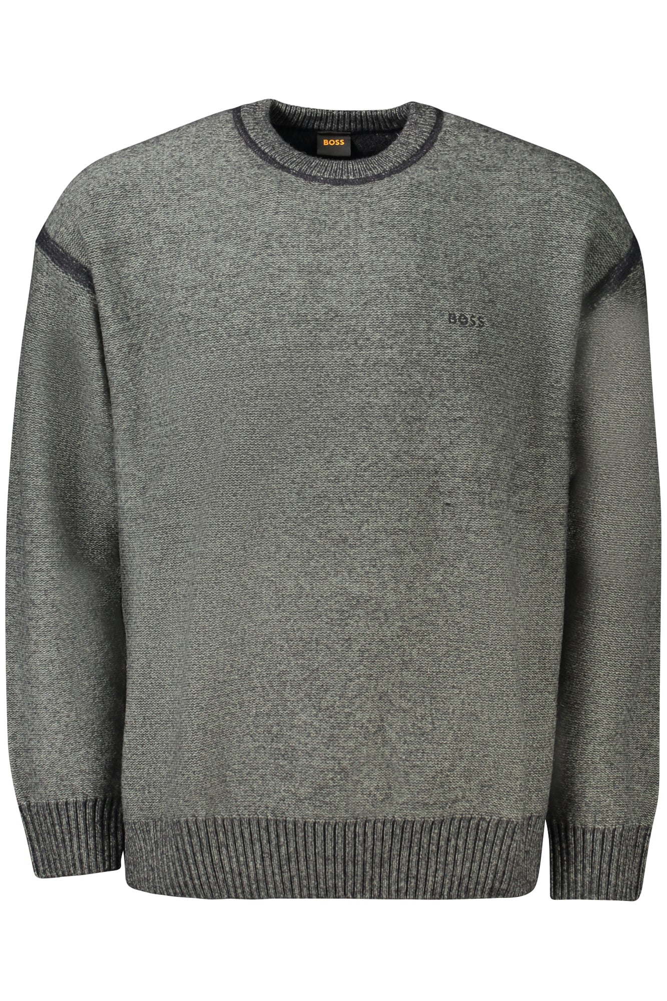 50523582KLUNA_GR001 – Eleganter grauer Herrenpullover mit Kontrastdetails und Stickerei – Größe: XL, 2XL, L – Farbe: Grigio