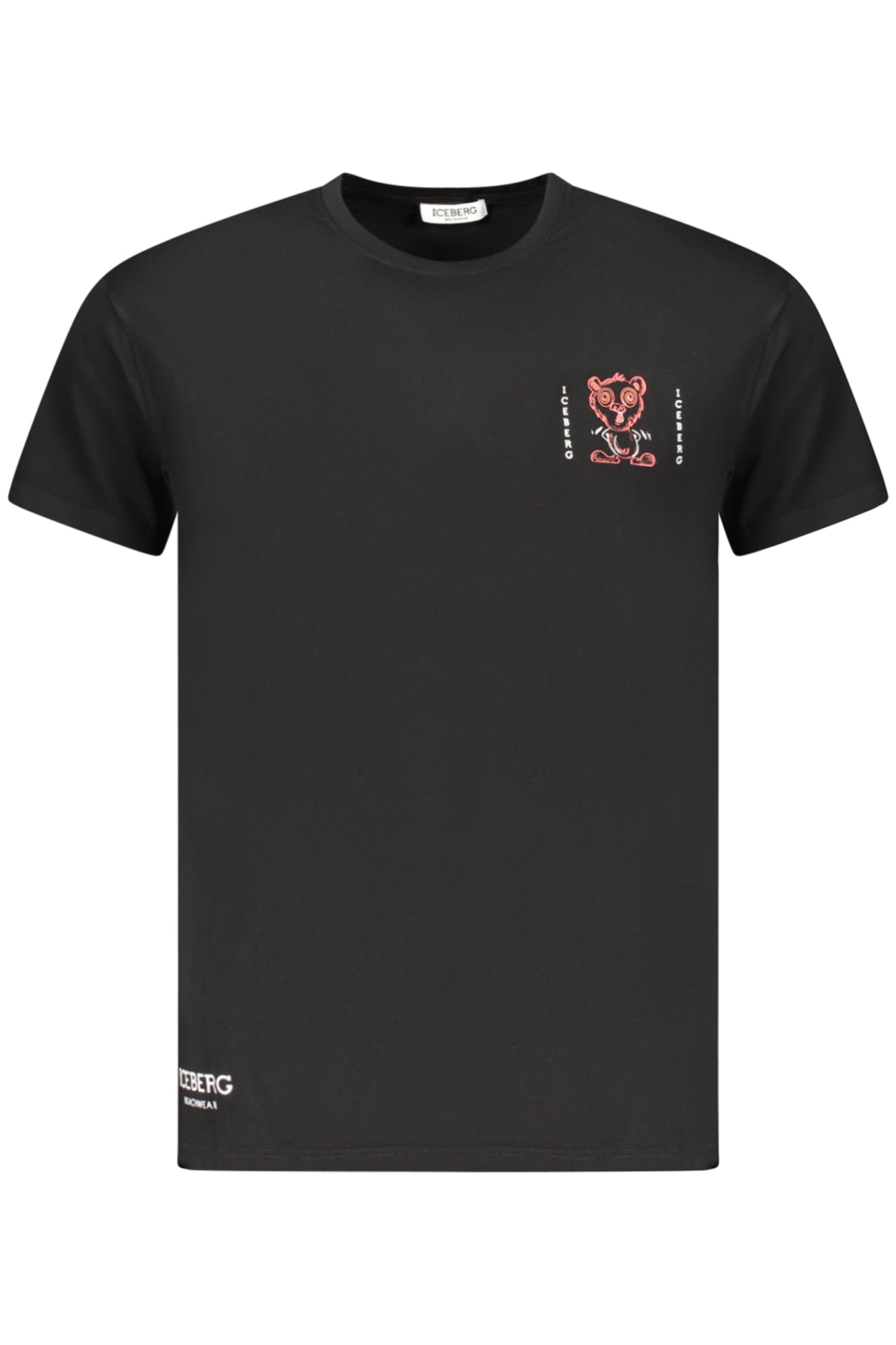 ICE25MTS02_NEBLACK – Stylishes Schwarzes Kurzarm-Herrenshirt mit Druck und Rundhals – Größe: S, M, L, XL, 2XL – Farbe: Nero