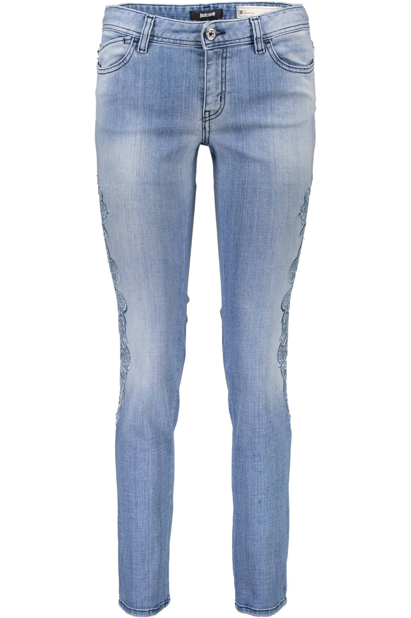 S04LA0118-N31397_AZZURRO_470 – Damen Denim Jeans Blau mit Stickereien und Kontrastdetails – Größe: 25, 26, 28 – Farbe: Azzurro