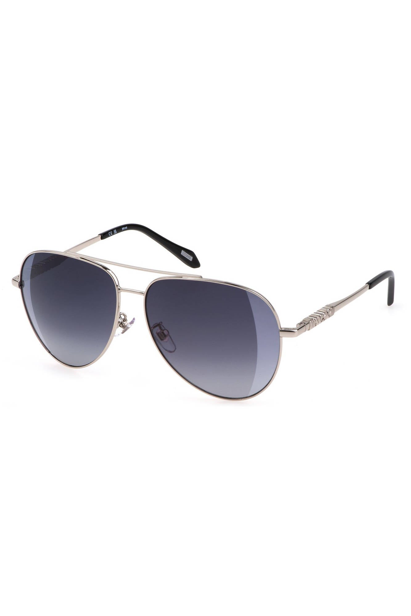 SJC029_ARGENTO_589X – Herren Silberne Sonnenbrille: Runde Blaue Gläser, Metallgestell – Größe: UNI – Farbe: Argento