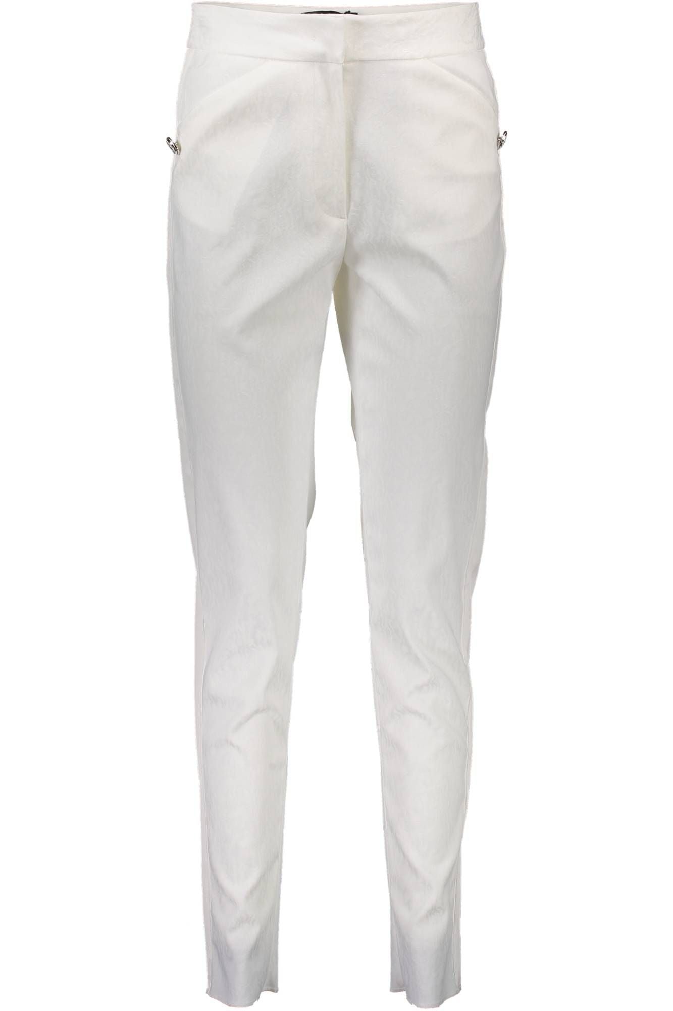 S04KA0182_BIANCO_101 – Elegante Damenhose in Weiß mit Hakenknopf & Reißverschluss – Größe: 38, 40 – Farbe: Bianco