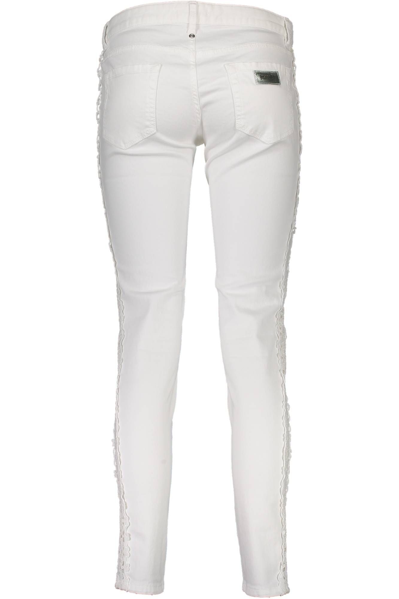 S04LA0115_BIANCO_100 – Elegante Damenhose Weiß mit Taschen & Einsätzen - Stilvolle Details – Größe: 25, 30 – Farbe: Bianco