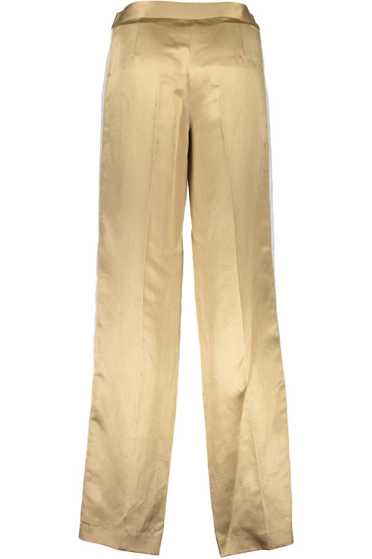 S04KA0180_ORO_111 – Elegante Damenhose in Gold mit Taschen und Kontrastdetails – Größe: 38 – Farbe: Oro