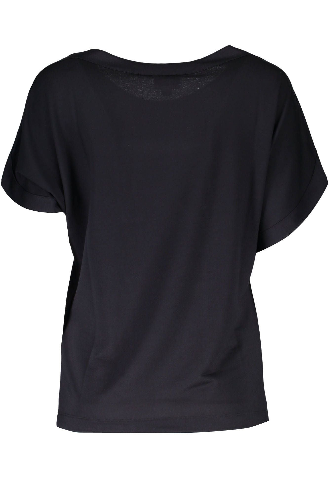 S04GC0287_NERO_900 – Schwarzes Damen Kurzarm-T-Shirt mit Rundhals & Druck-Design – Größe: XS – Farbe: Nero