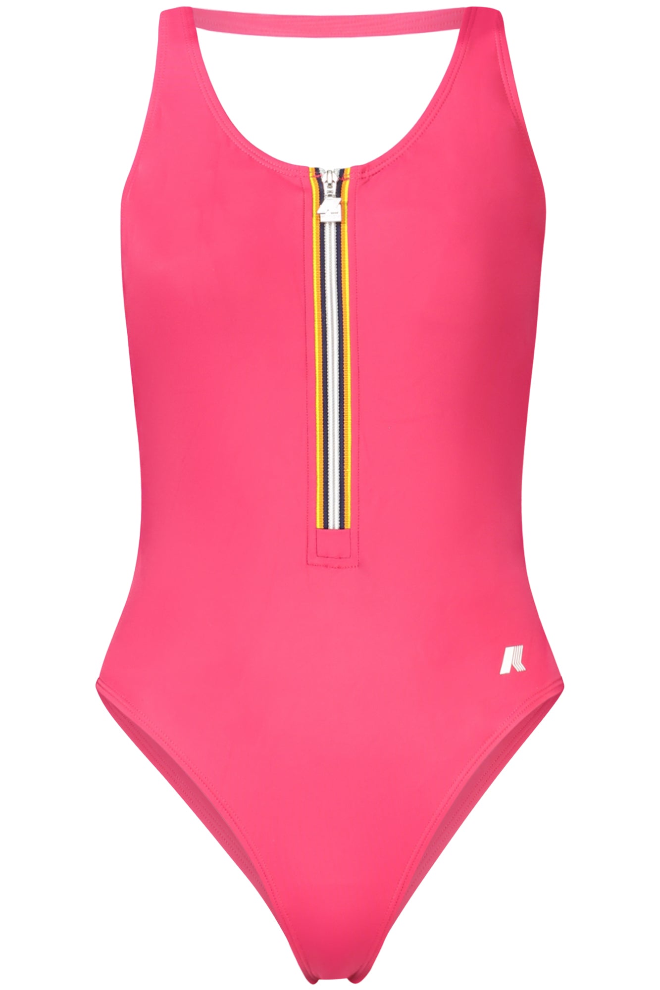 K1141JWSYLVIEBEACH_RSV30 – Einteiliger Damenanzug Rosa mit Reißverschluss & Kontrastdetails – Größe: M, S, L, XL – Farbe: Rosa