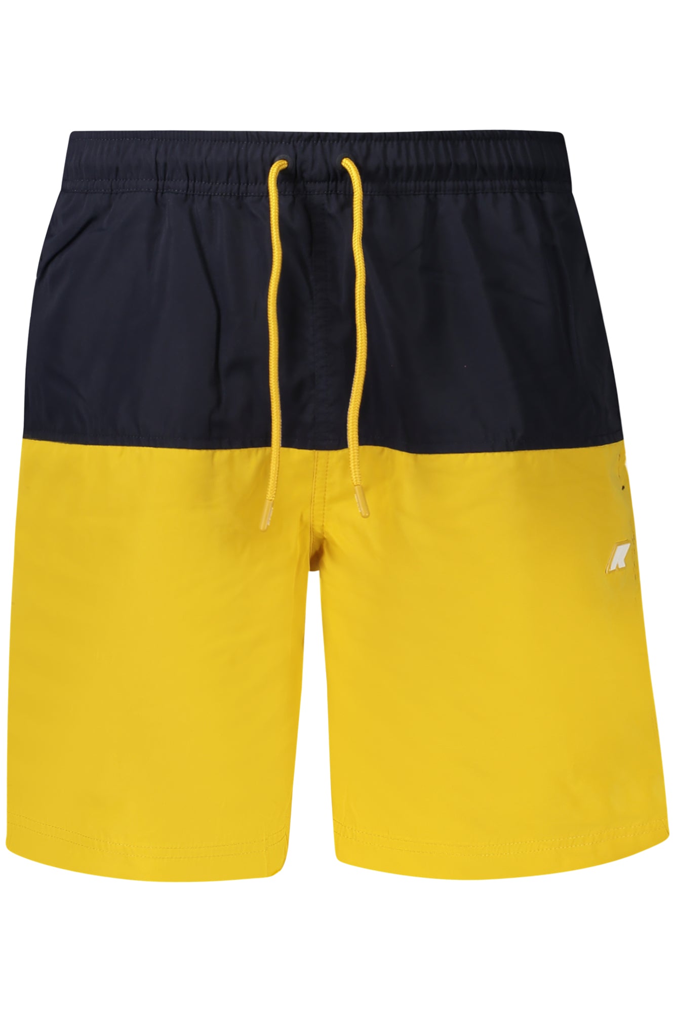 K8125WWLENON_BLANC – Herren Bade-Boxershorts Blau mit Taschen und Gelben Akzenten – Größe: M, L, XL, 2XL – Farbe: Blu