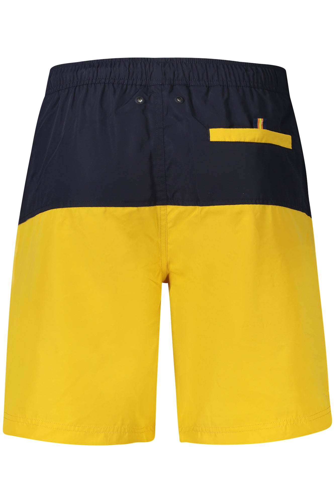 K8125WWLENON_BLANC – Herren Bade-Boxershorts Blau mit Taschen und Gelben Akzenten – Größe: M, L, XL, 2XL – Farbe: Blu