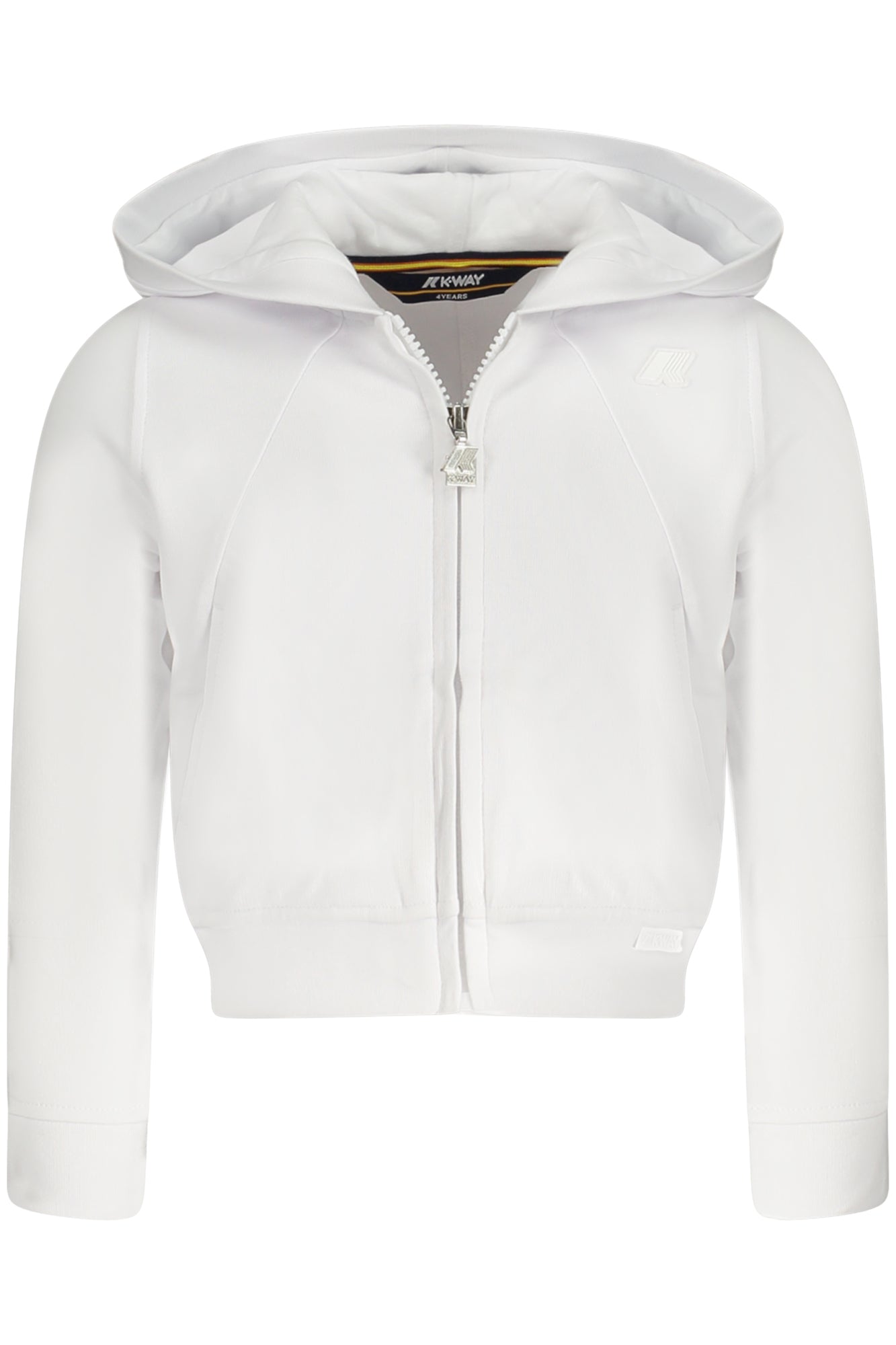 K4126YWPRENA_BI001 – Weißer Mädchen Kapuzenpullover mit Reißverschluss und Taschen – Größe: 14A, 16A, 10A, 12A, 3A, 4A – Farbe: Bianco