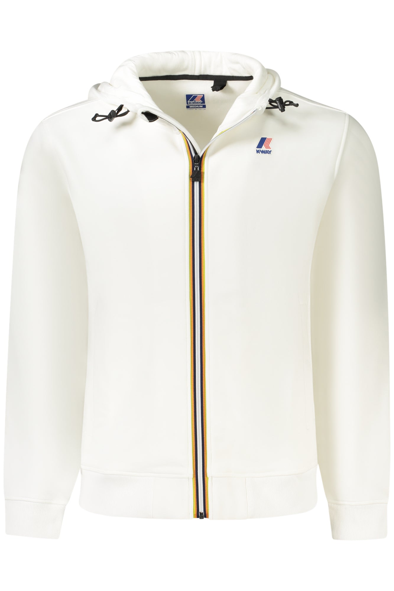 K3123PWLEVRAIARROOUX_BI001 – Weißes Herren Langarm-Sweatshirt mit Kapuze und Reißverschluss – Größe: S, M, L – Farbe: Bianco