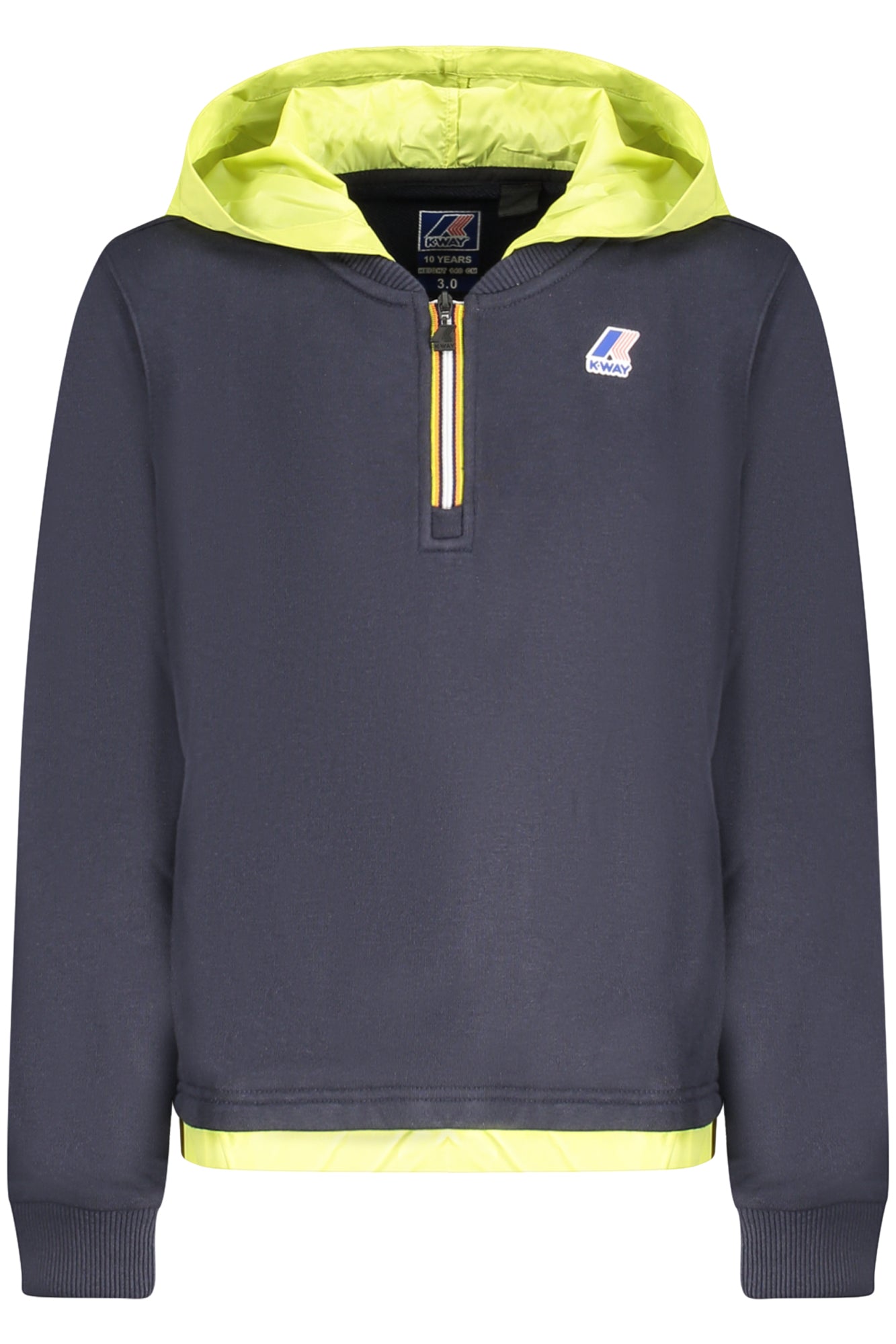 K4125FWPLEVRAIDONAT_BLA00 – Blauer Langarm-Hoodie mit Tasche und halbem Reißverschluss für Kinder – Größe: 16A, 3A, 14A, 12A, 10A – Farbe: Blu