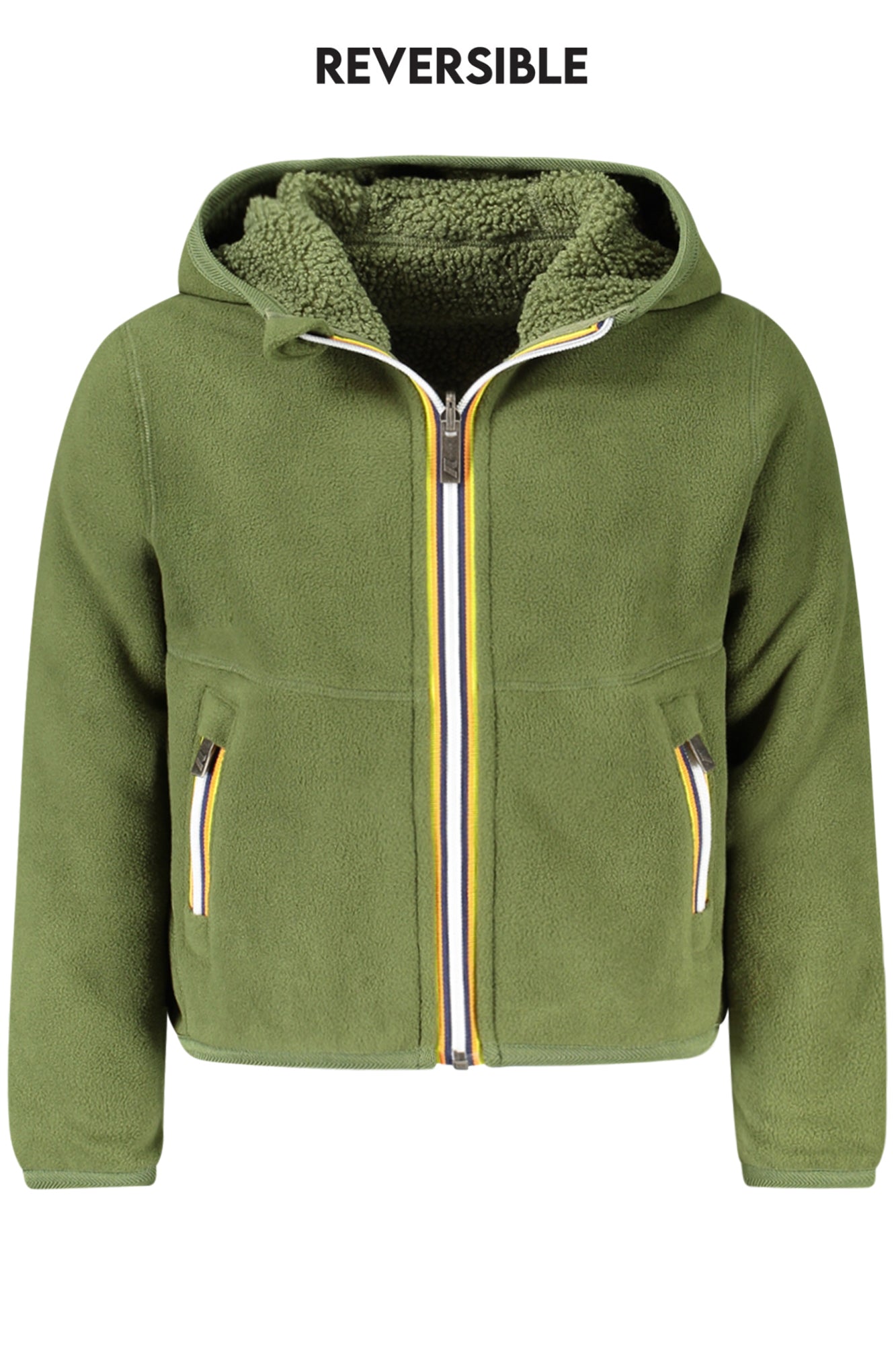 K8141EWPJACKSHERPAPOLAR_VEASE – Wendbare Kinder-Sportjacke Grün mit Kapuze und Taschen – Größe: 4A, 10A, 8A, 6A, 14A, 12A – Farbe: Verde