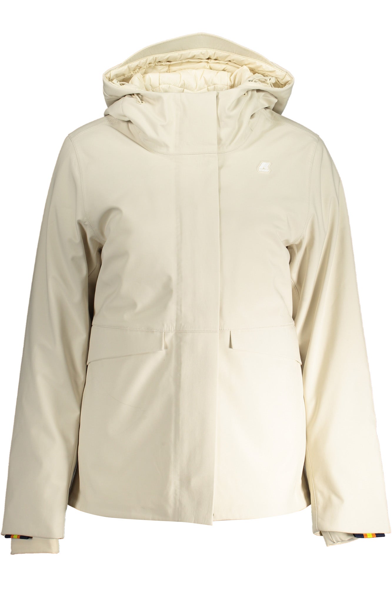 K71271WDOREL_BEAK5 – Beige Damen-Sportjacke mit Kapuze – gefüttert und stylisch – Größe: S – Farbe: Beige