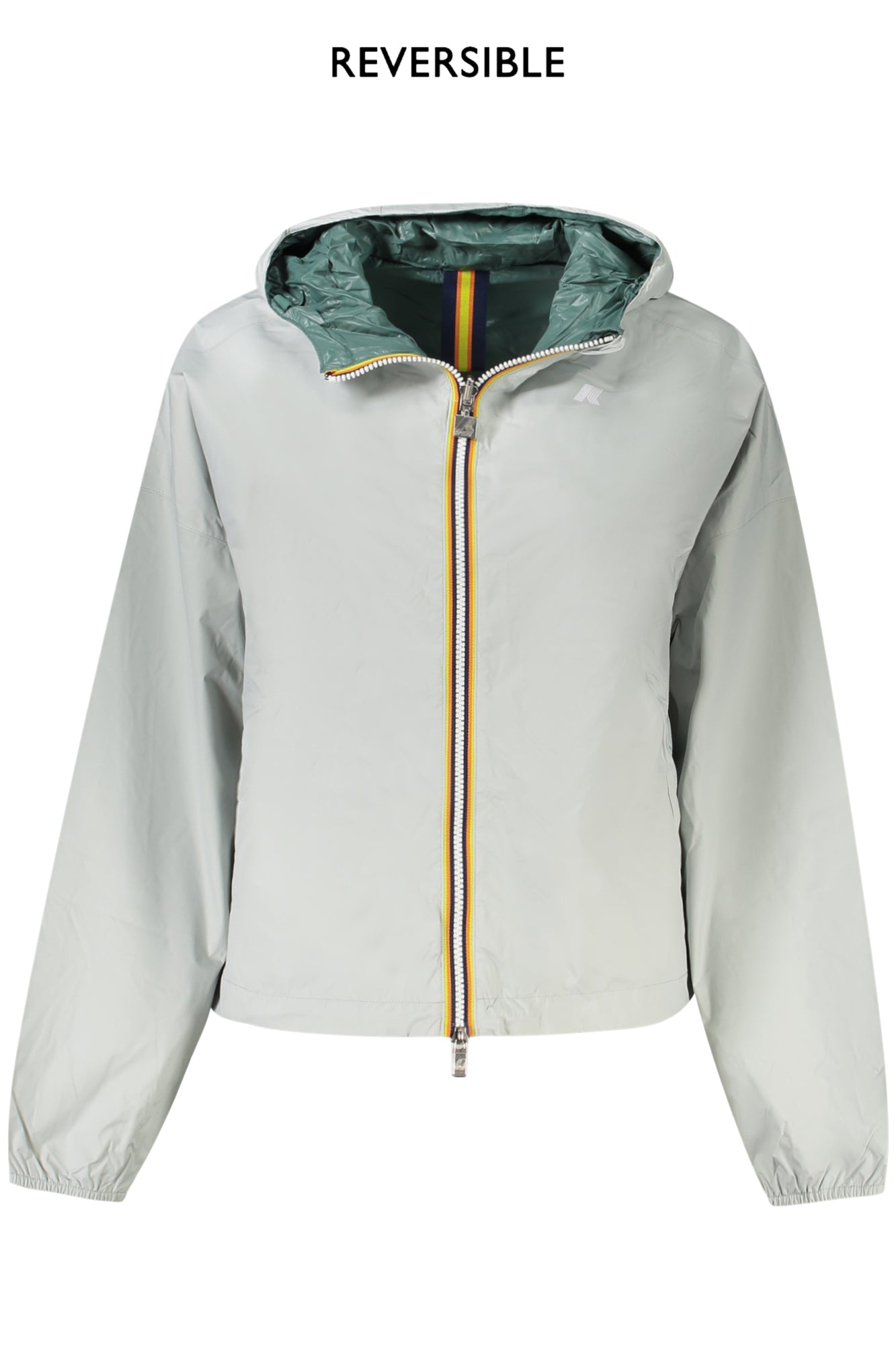 K81333WLAURETTEECOPLUS_GRAN3 – Wendbare Damen-Sportjacke: Wasserdicht, grau/grün, mit Kapuze – Größe: L, XL, M, S – Farbe: Grigio