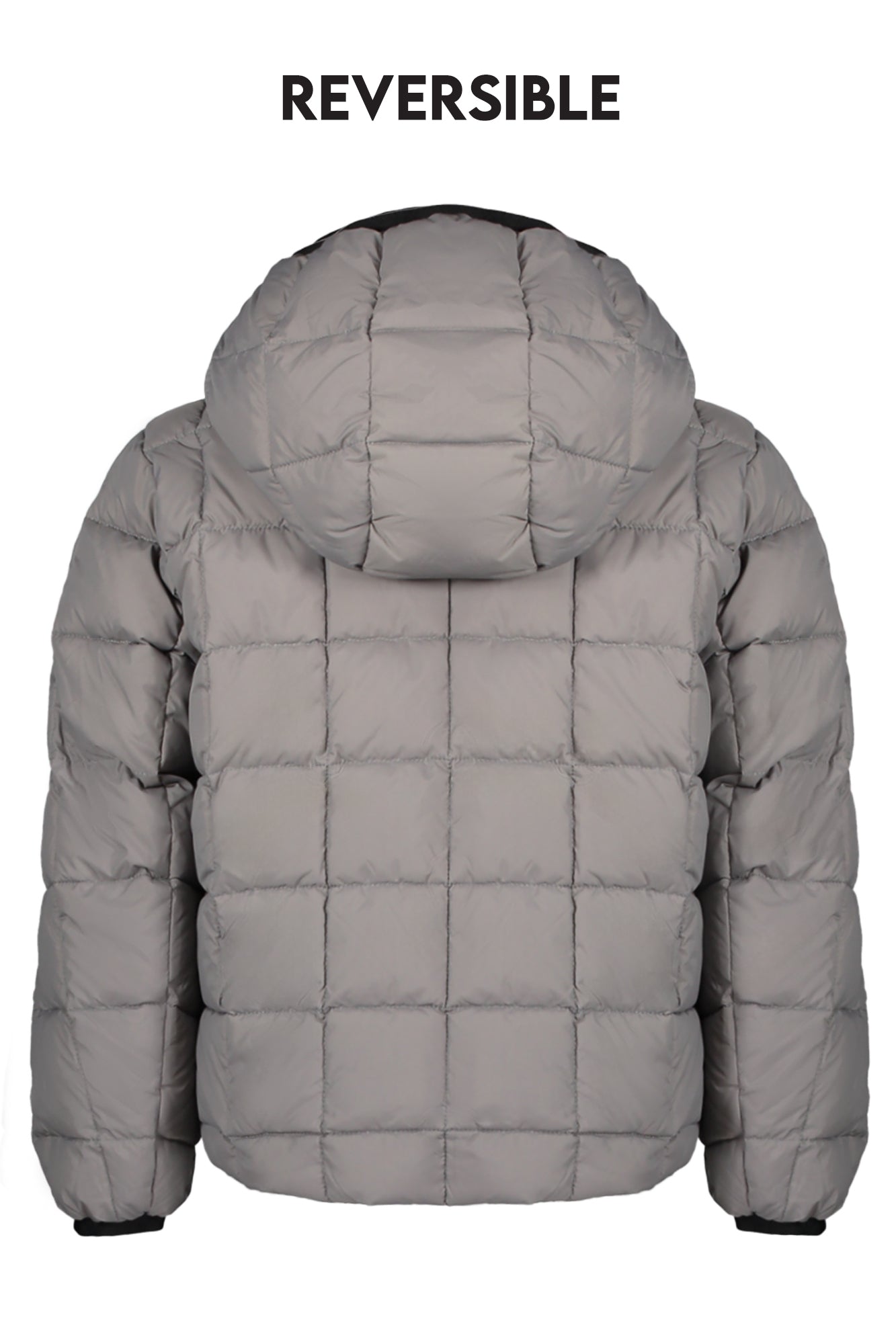 K21383WPJACK_NEA25 – Wendbare Kinderjacke Schwarz/Grau mit Kapuze und Taschen – Größe: 8A, 12A, 6A, 3A, 4A, 14A – Farbe: Nero