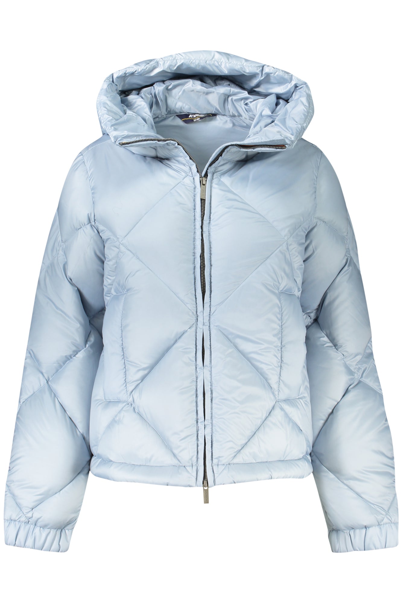K7132DWNINEVSUPERLIGHTTHERM_AZARF – Blaue Damenjacke mit Kapuze – Kontrastdetails & Taschen, Reißverschluss – Größe: S, M, L – Farbe: Azzurro