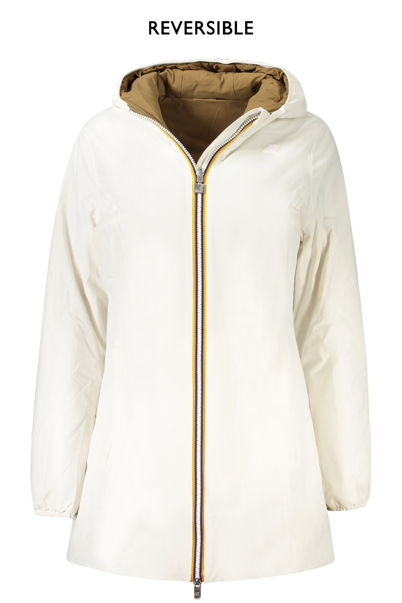 K6128UWDENISESTWARMDOUBLE_BIASI – Wendbare Damenjacke Weiß/Braun mit Kapuze und Kontrastdetails – Größe: XS, S, M, L, XL – Farbe: Bianco