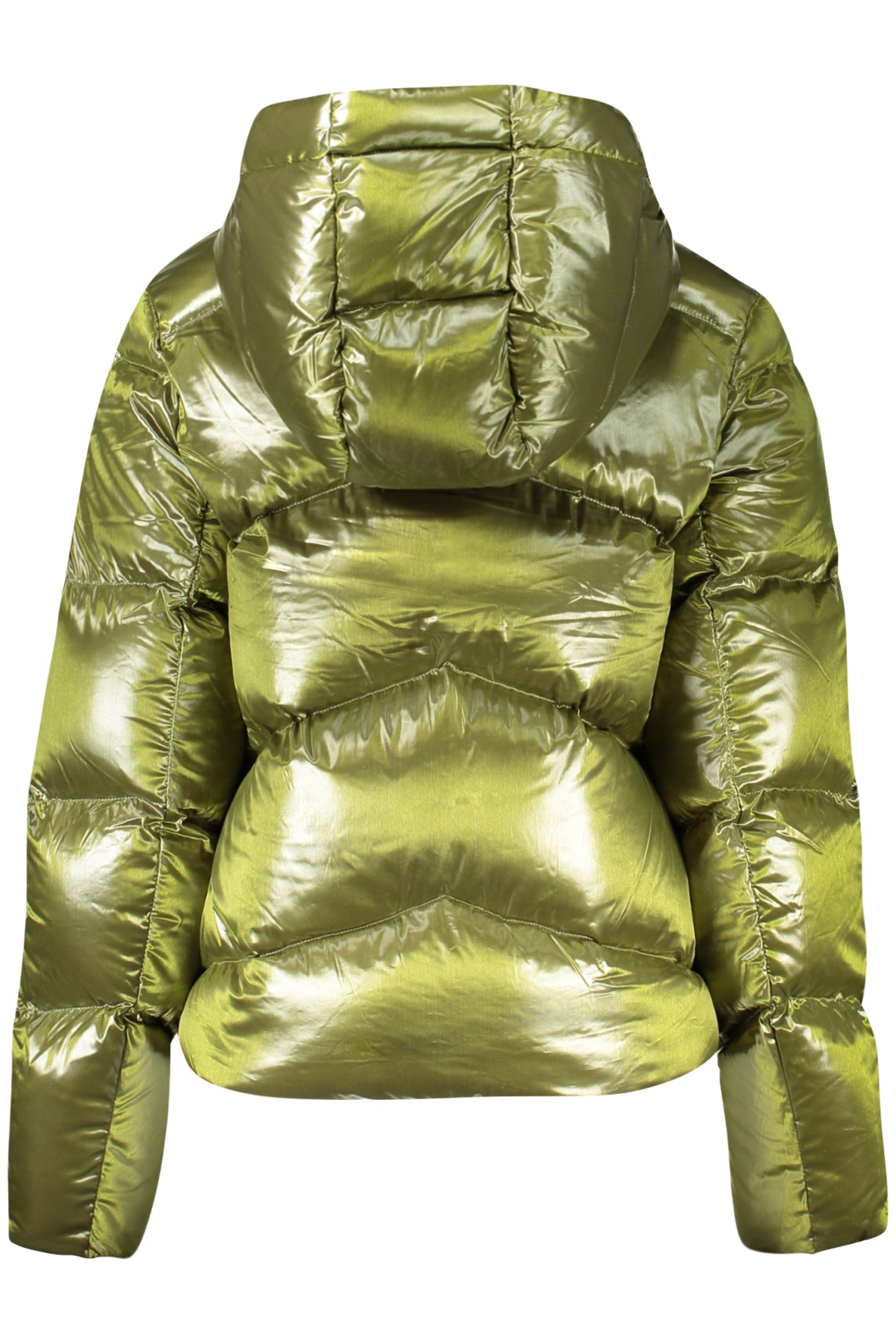 K8136HWNINEVCRYSTALCHINTZTHER_VEARI – Grüne Damenjacke mit Kapuze: Praktische Allwetterjacke mit Taschen – Größe: S, M – Farbe: Verde