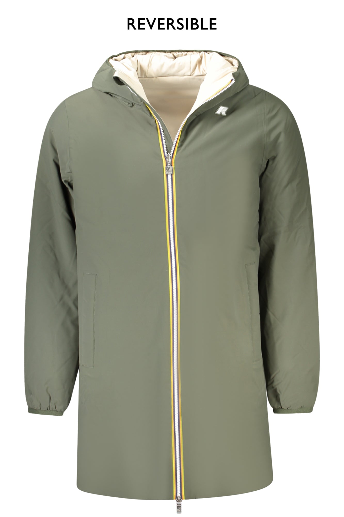 K6128WWJACOBSTWARMDOUBLE_VEASB – Wattierte Herrenjacke grün/beige mit Kapuze – Reversibel und stilvoll – Größe: M, L, XL, 2XL, S – Farbe: Verde