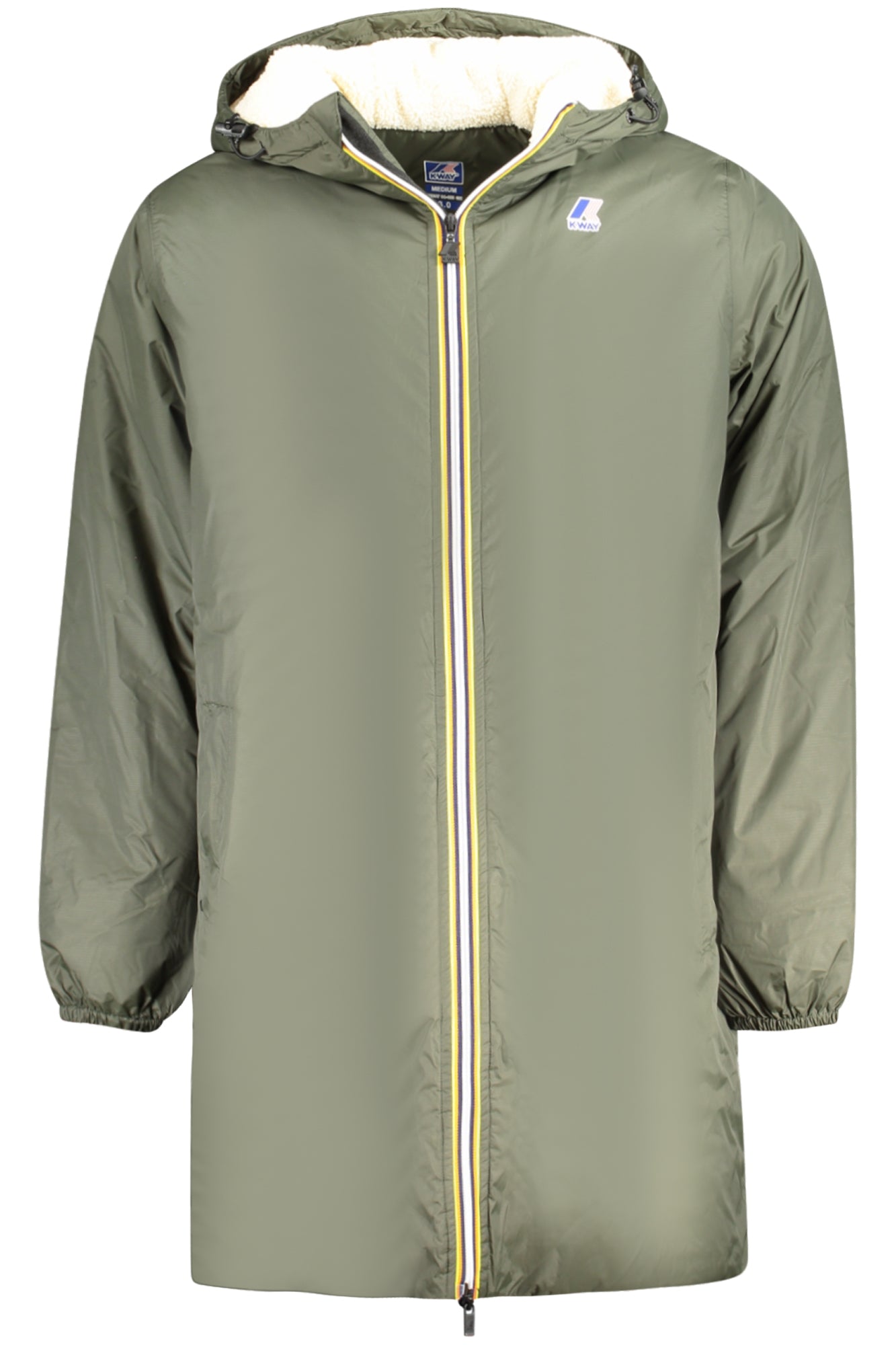 K3114KWLEVRAI3.0EIFFEL_VEWMR – Grüne Herrenjacke: Langer Anorak mit Kapuze und Teddyfutter – Größe: S, L, XL, 2XL, M – Farbe: Verde