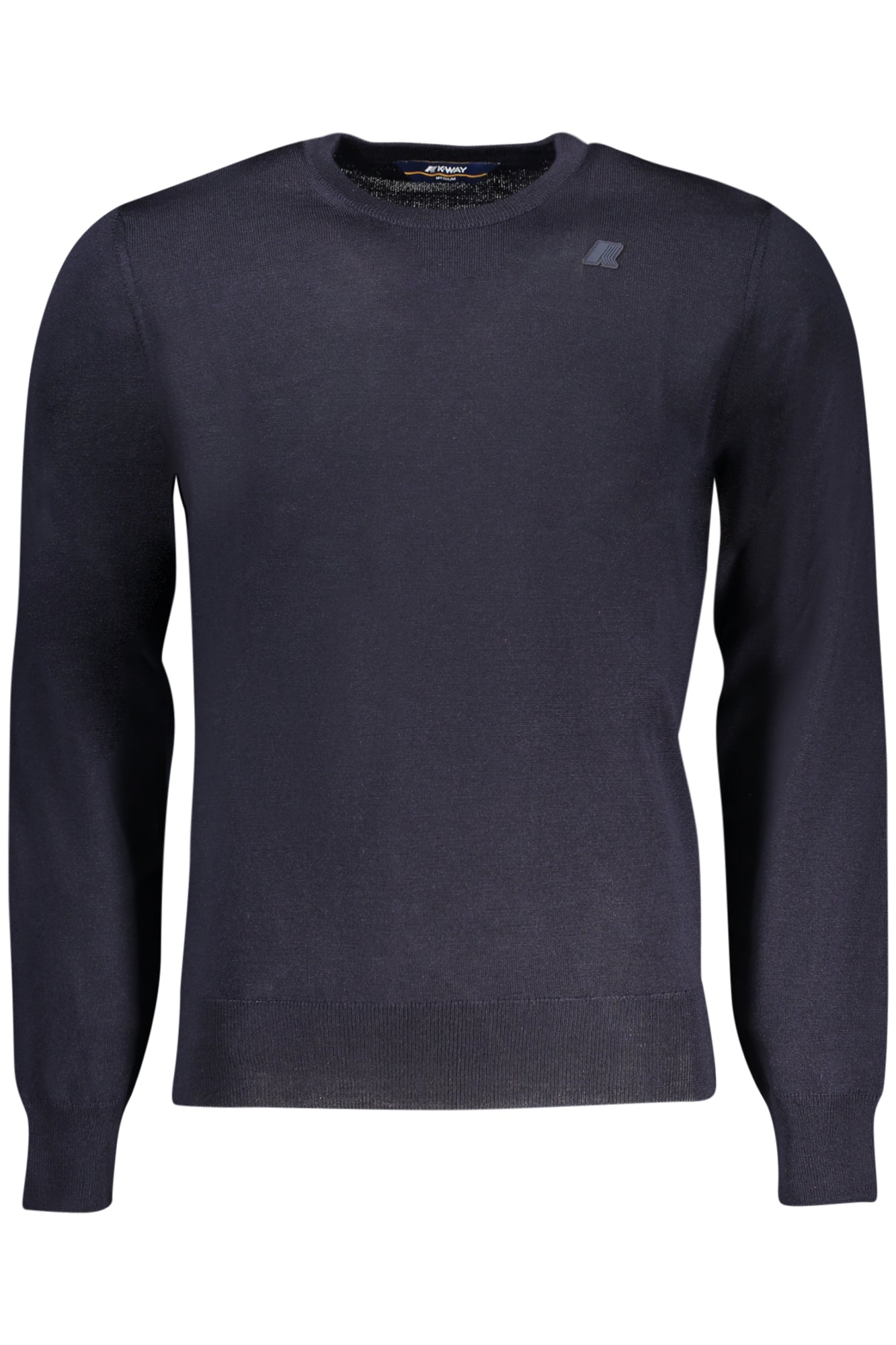 K2142EWSEBASTIENMERINO_BLK89 – Herrenpullover Blau: Langarmshirt mit Rundhalsausschnitt und Applikation – Größe: S, M, L, XL, 2XL – Farbe: Blu