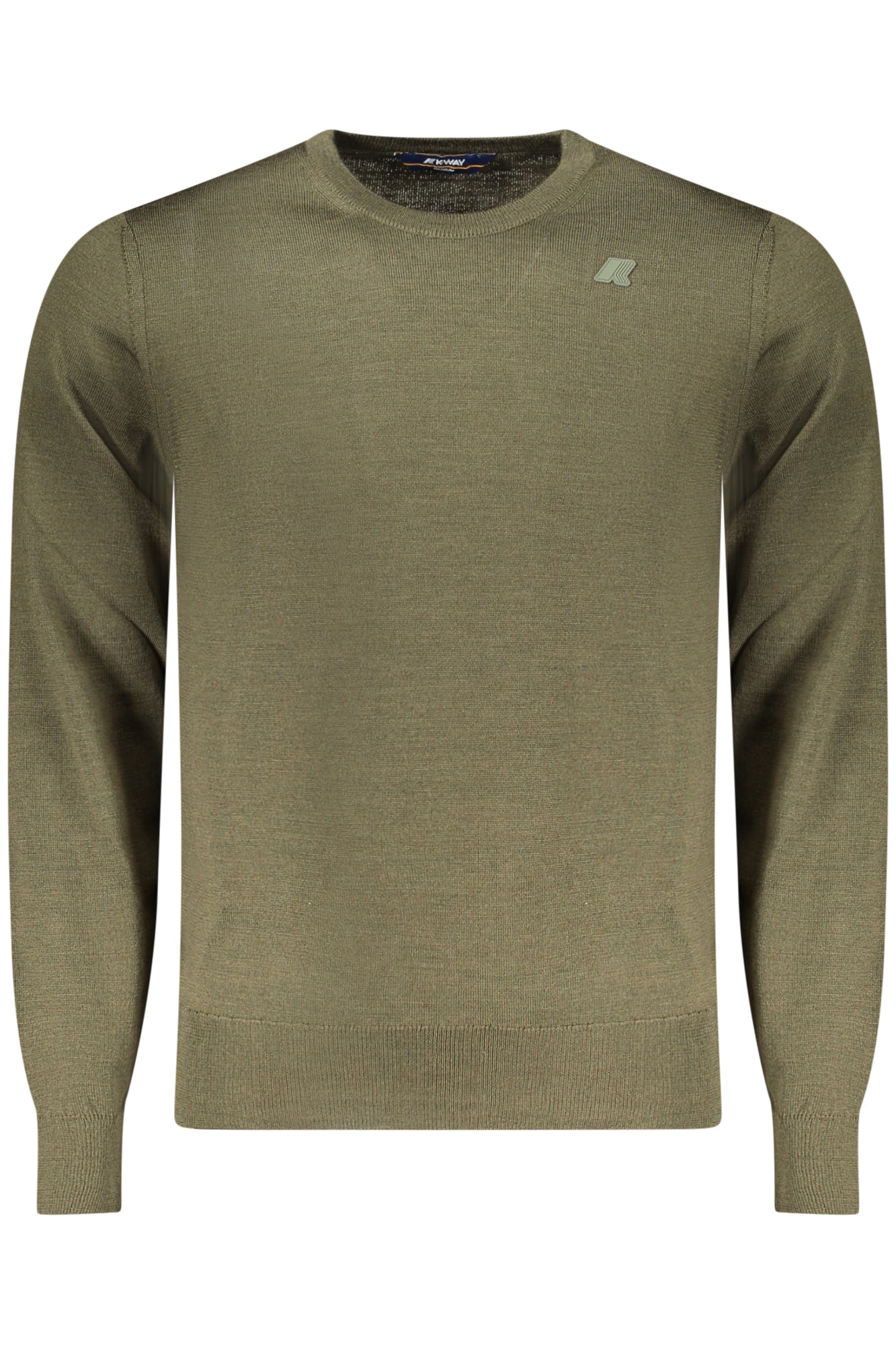 K2142EWSEBASTIENMERINO_VEWMR – Grüner Herren Pullover mit Rundhals & Applikation - Langarmshirt – Größe: S, M, L, XL, 2XL – Farbe: Verde