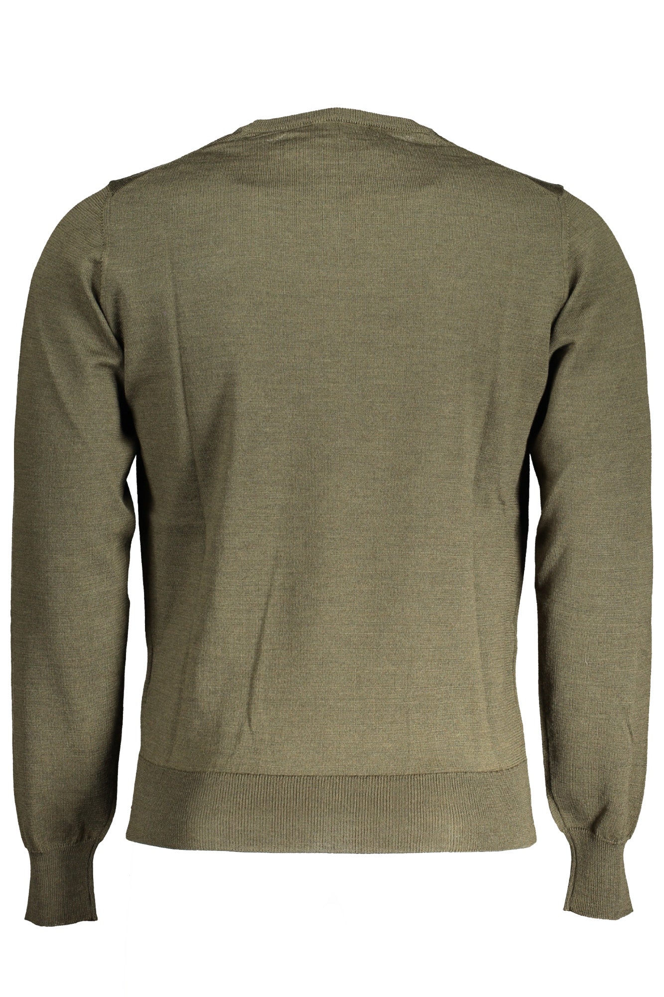 K6113BWSEBASTIENMERINO_VEWMR – Grüner Herrenpullover - Langarm, Rundhals, Applikation, Logo-Detail – Größe: 3XL – Farbe: Verde