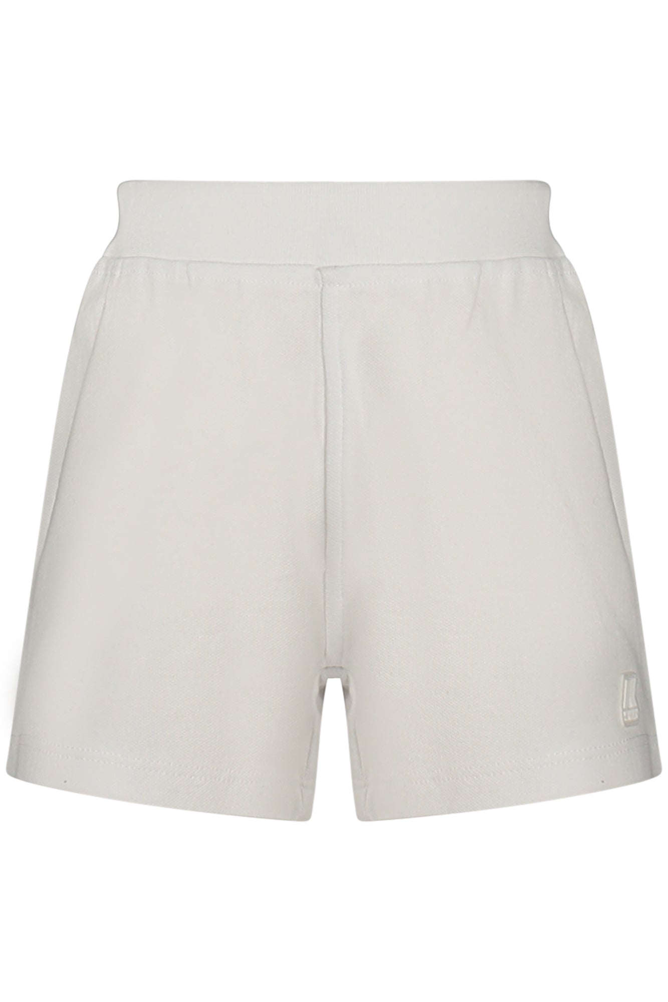 K4121FWENOISETTE_BI001 – Leichte Mädchen-Shorts in Weiß mit elastischem Bund und Applikation – Größe: 24M, 3-6M, 18M, 12M – Farbe: Bianco