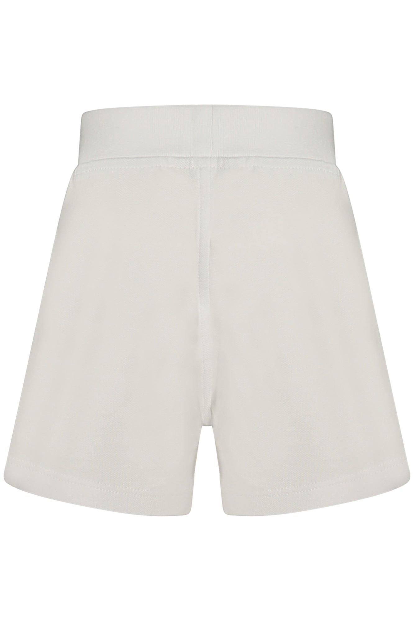 K4121FWENOISETTE_BI001 – Leichte Mädchen-Shorts in Weiß mit elastischem Bund und Applikation – Größe: 24M, 3-6M, 18M, 12M – Farbe: Bianco