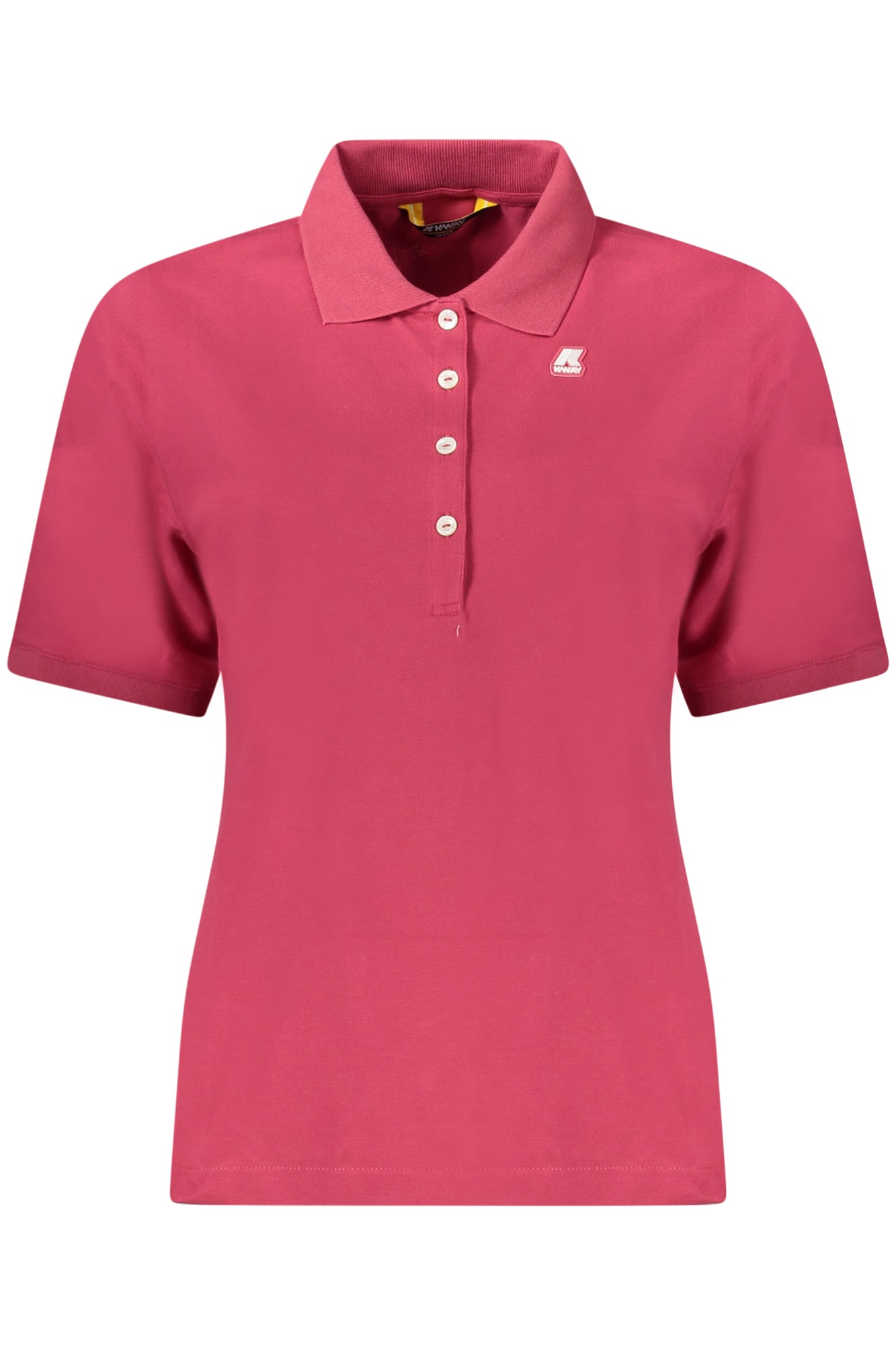 K81265WALI_RSXBW – Stylishes Damen Kurzarm-Poloshirt in Rosa mit Applikation - 4 Knöpfe – Größe: M, L, S, XL – Farbe: Rosa