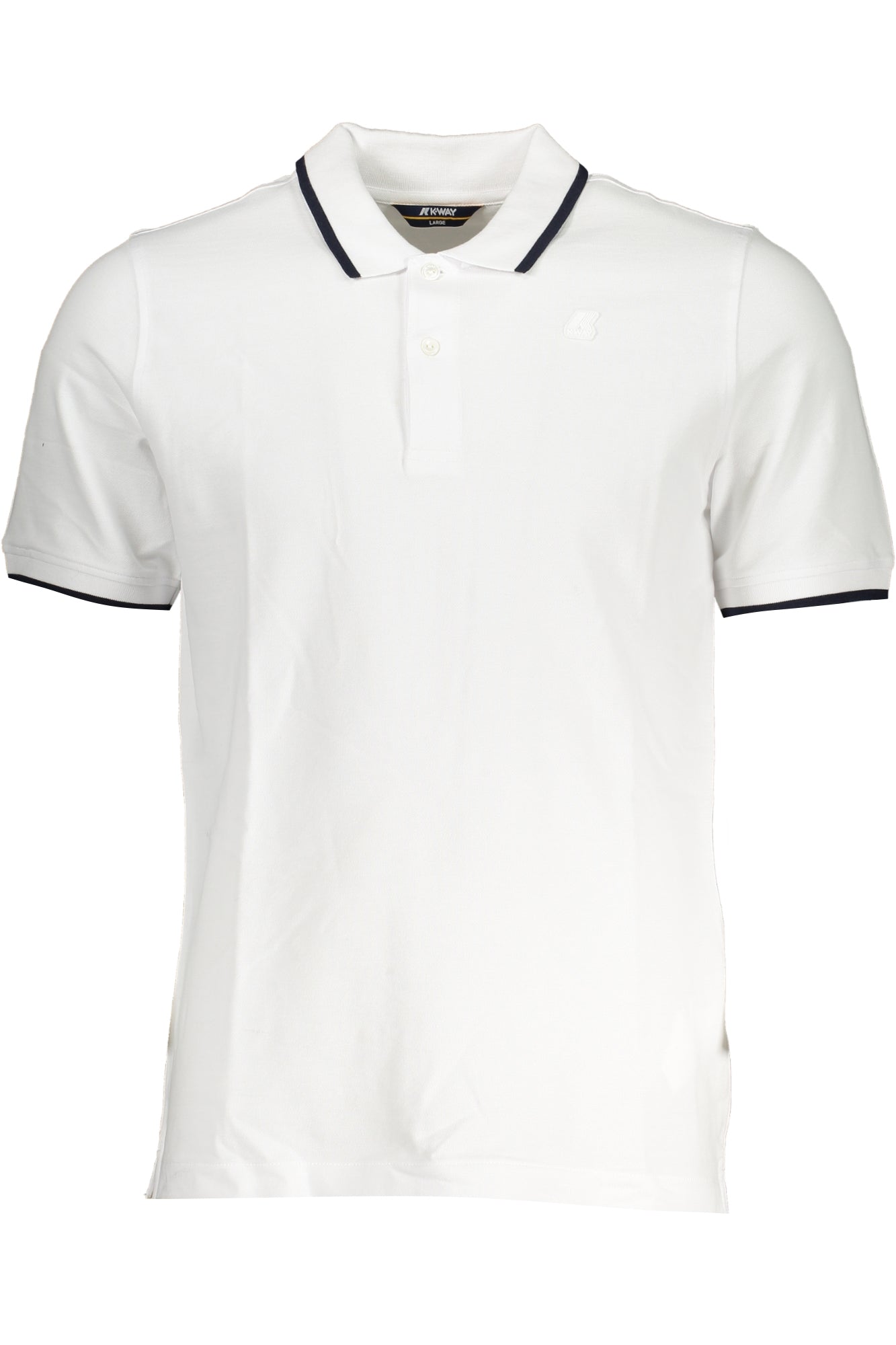 K81311WKAI_BI001 – Elegantes weißes Herren Poloshirt: Kontrastdetails & Applikation – Größe: L, 2XL – Farbe: Bianco